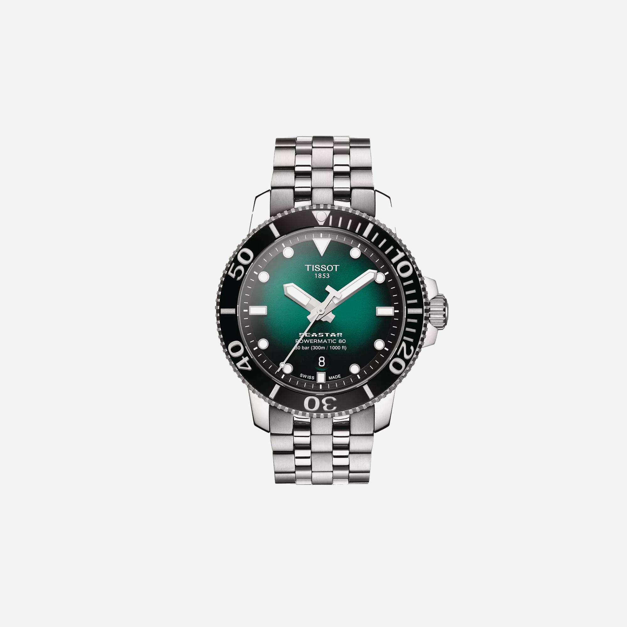 Tissot Seastar 1000 Powermatic 80 Graded Green-Black Dial Grey 43mm