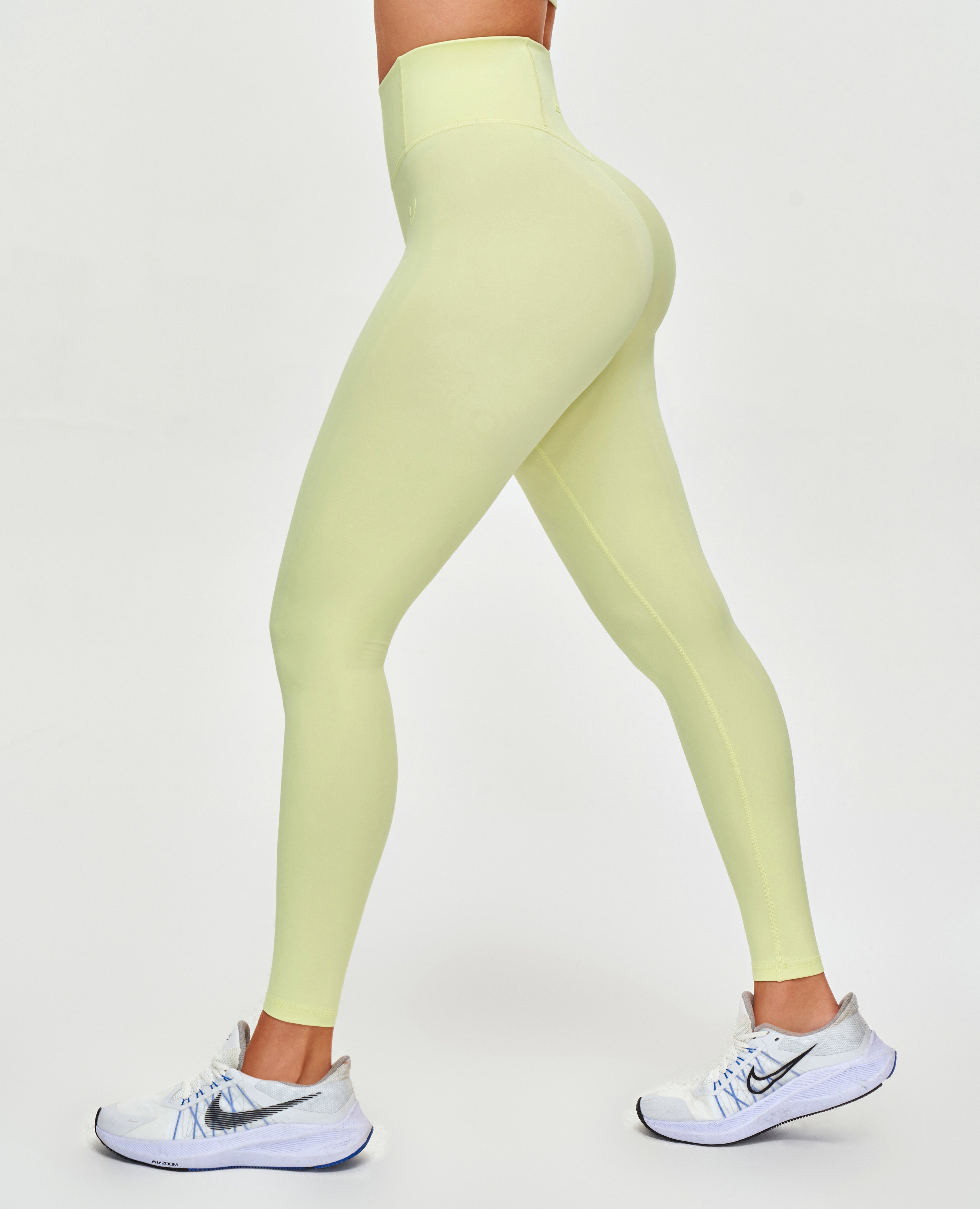 FIRM ABS High Waisted Workout Leggings - Light Yellow - view 3