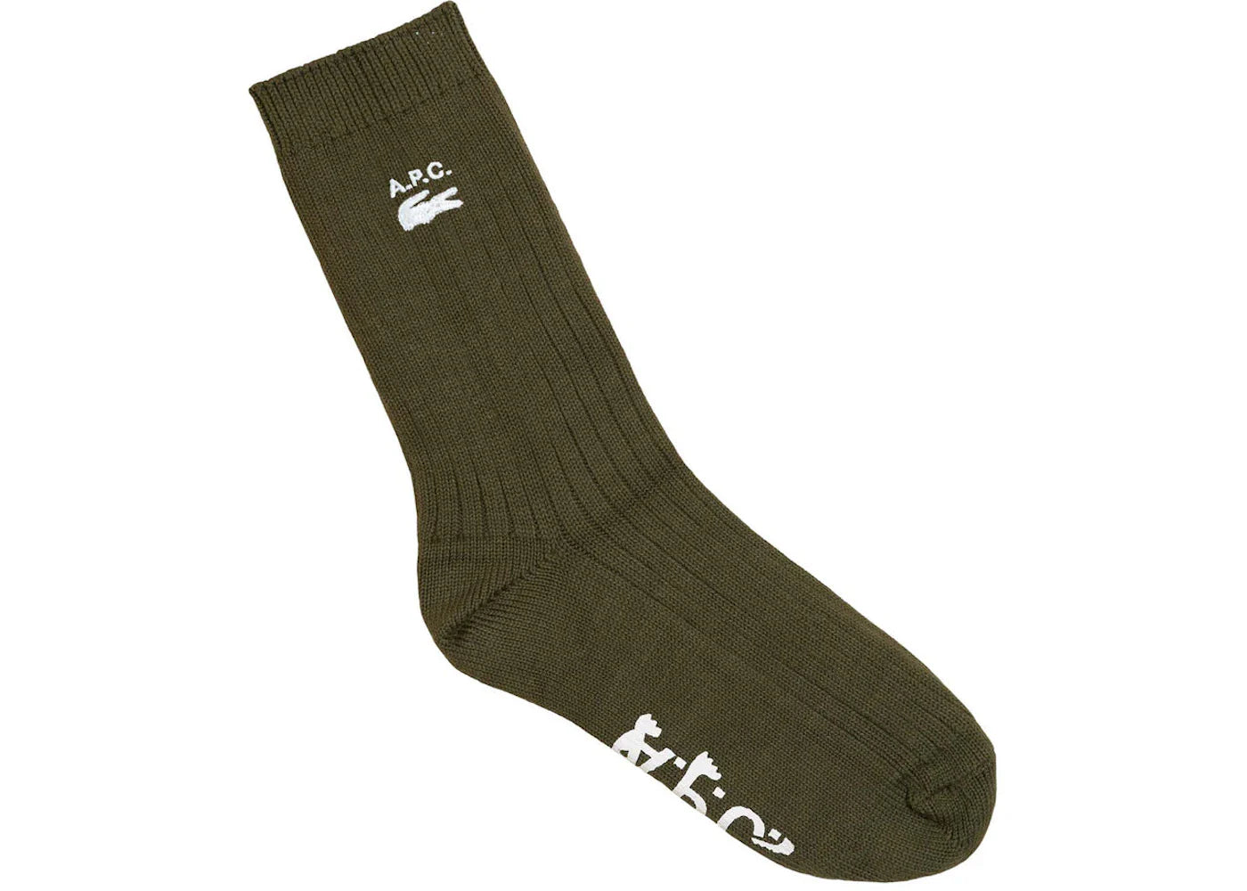 P c x – A.P.C. x Lacoste Socks Khaki Green
