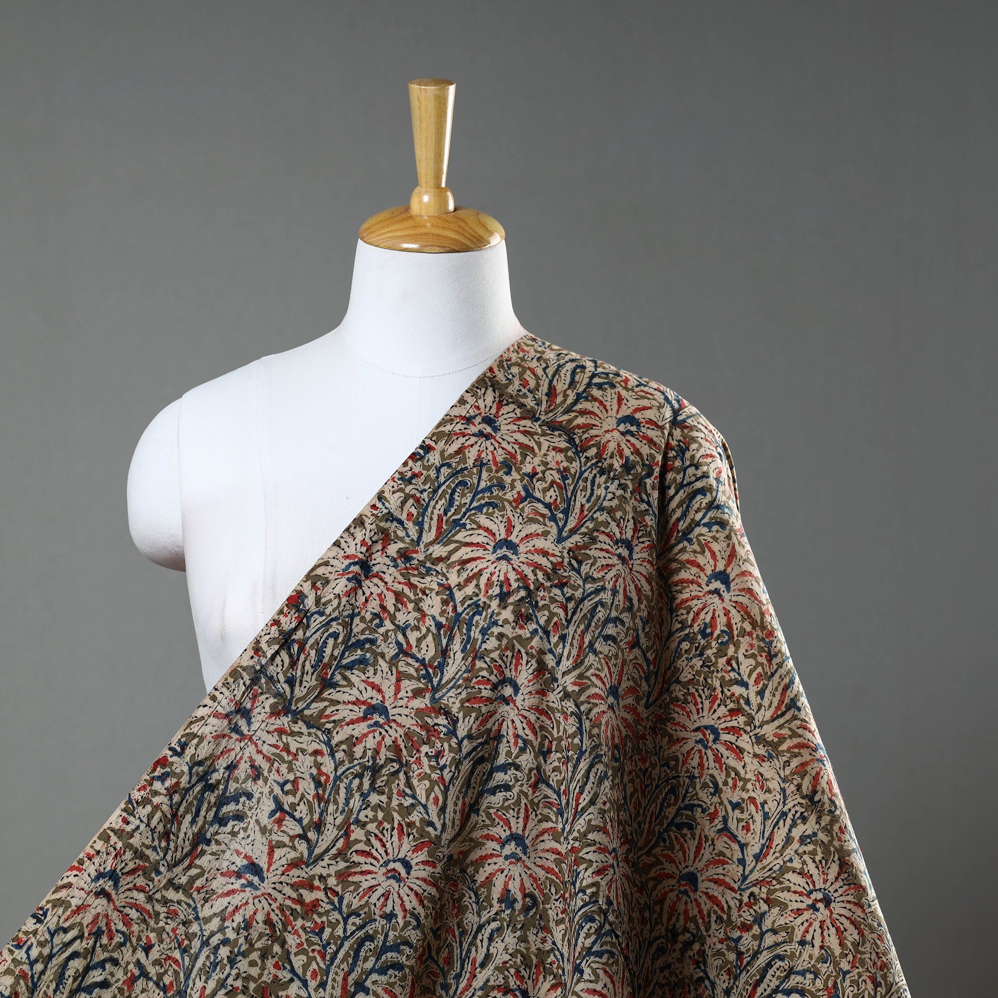SOUTH KARGHA Brown - Natural Dyed Block Print Cotton Kalamkari Fabric 16