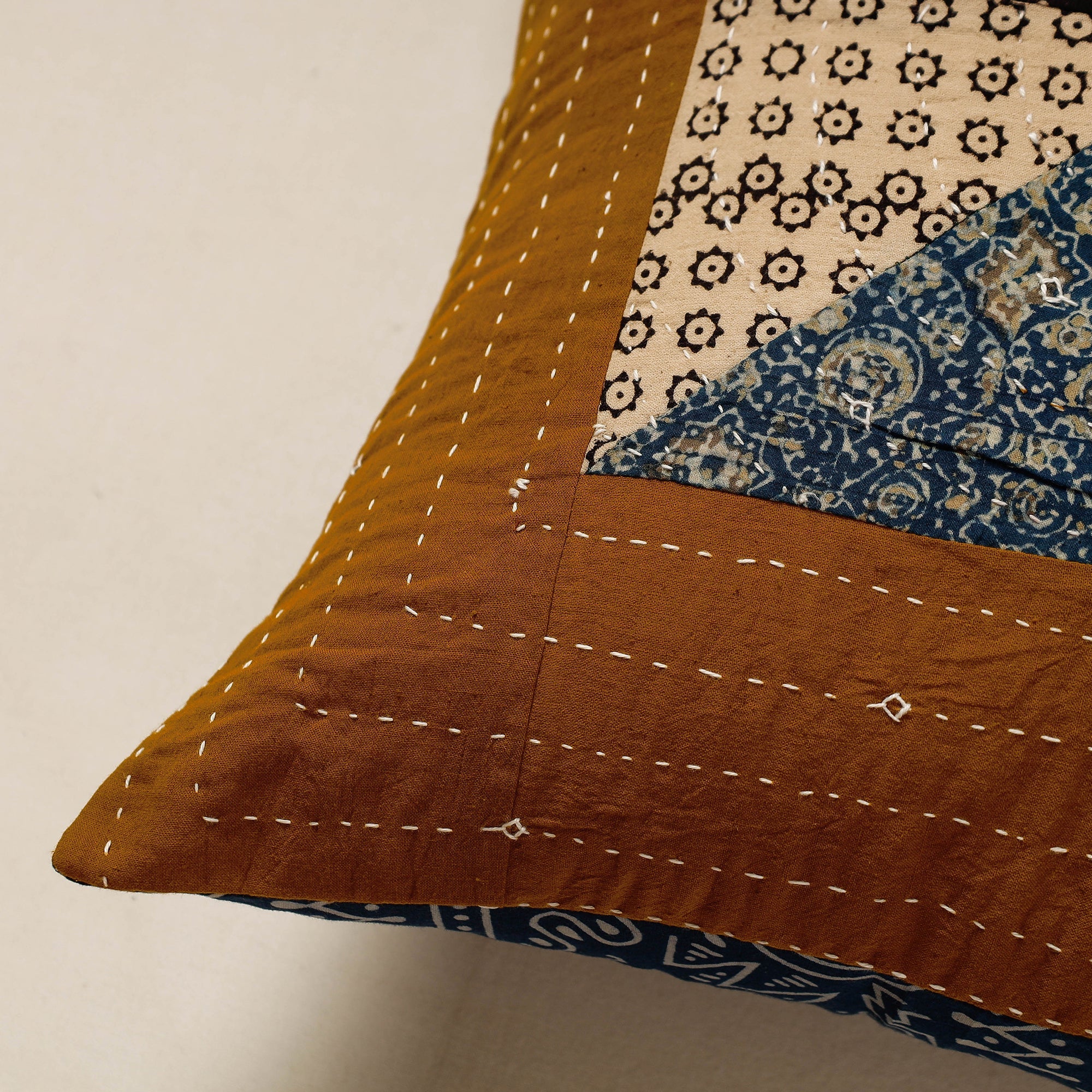 KACHCHH JI CHHAAP Brown - Kutch Embroidered Ajrakh Cotton Cushion Cover (16 x 16 in) - view 2