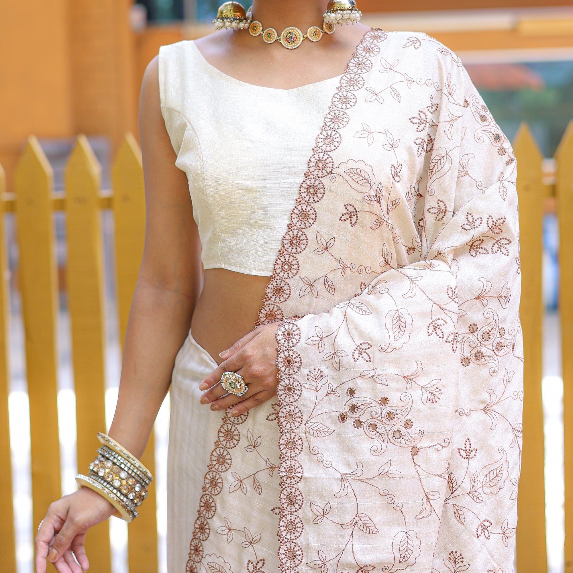 TASARIKA COUTURE Aaisha White Soft Silk Handwork Saree - view 4