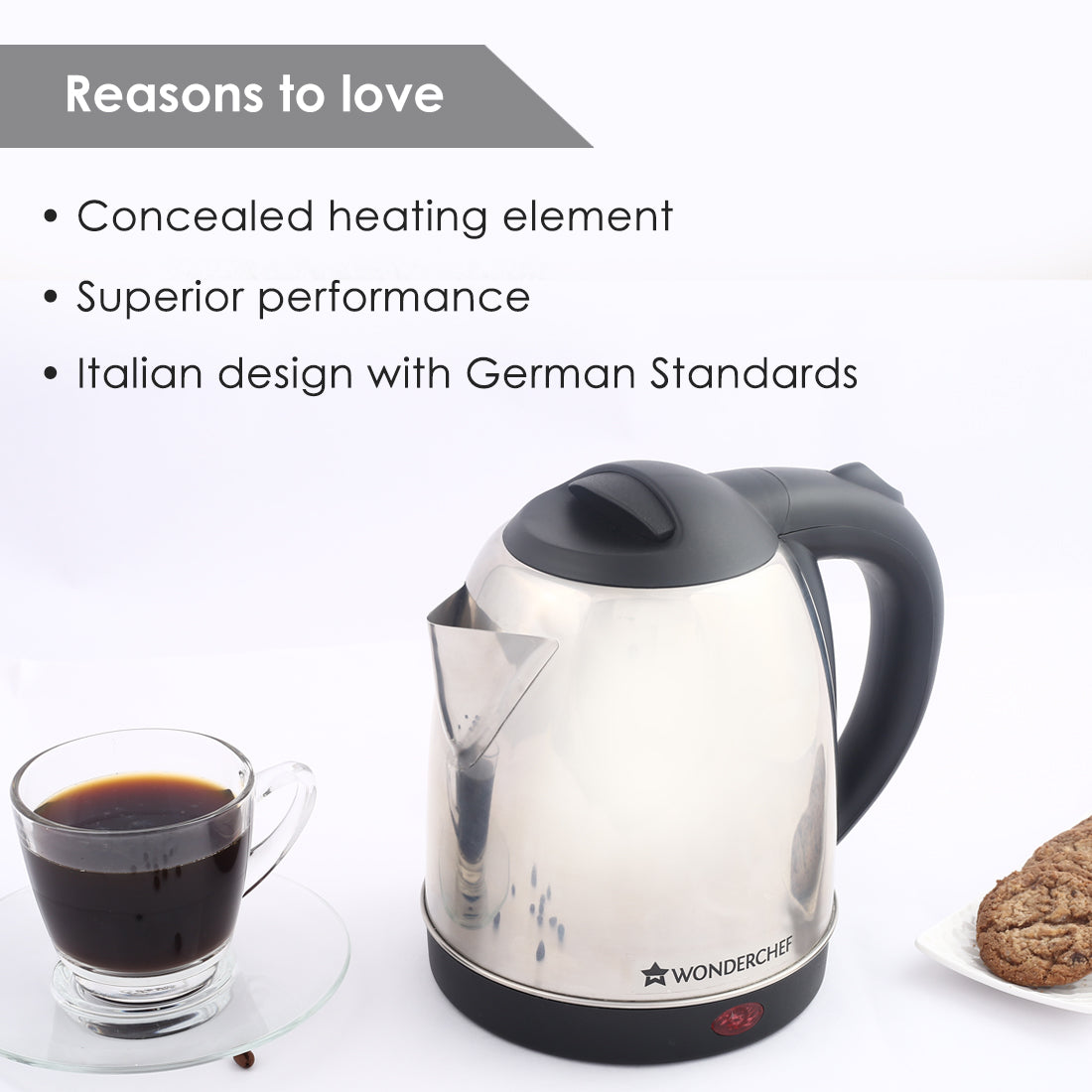 Wonderchef Prato Automatic Stainless Steel Cordless Electric Kettle, 1.5 Litres, - view 9