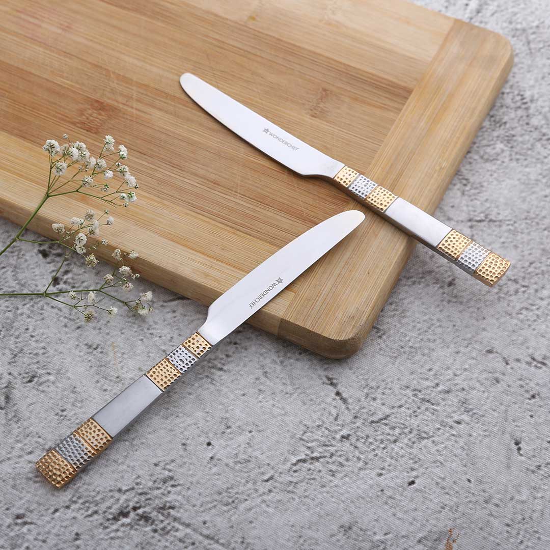 Wonderchef Roma Dinner Knife - Gold Plated - Set of 2pcs