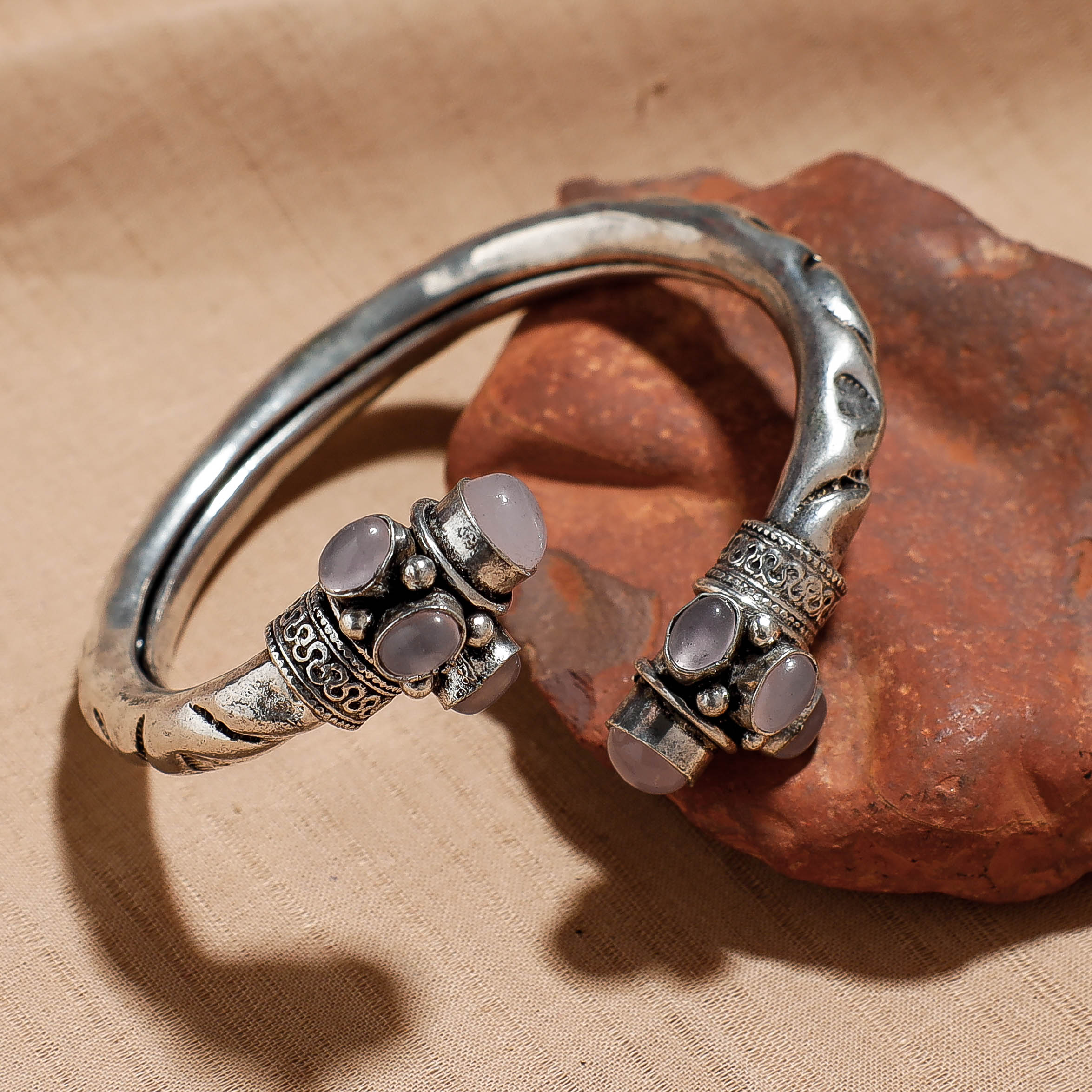 WHITE RIVER STORIES Antique Finish Oxidised German Silver Kada / Bracelet - view 2