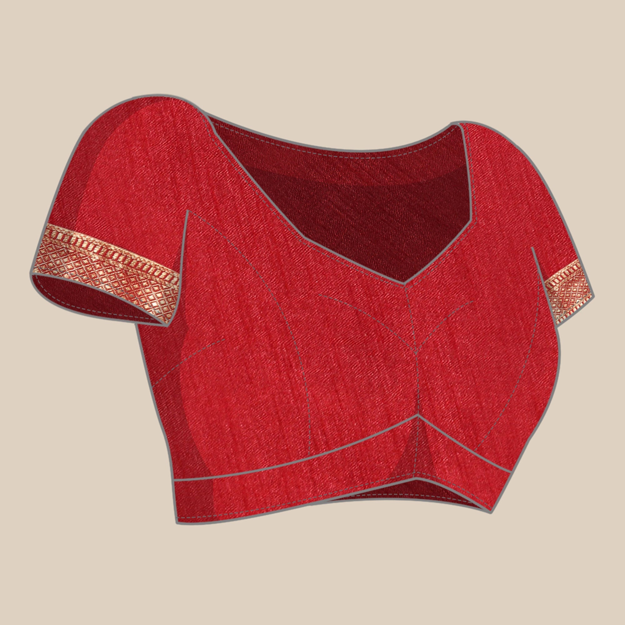 Peachmode Maroon Solid Vichitra Silk Saree With Zari Border - view 7