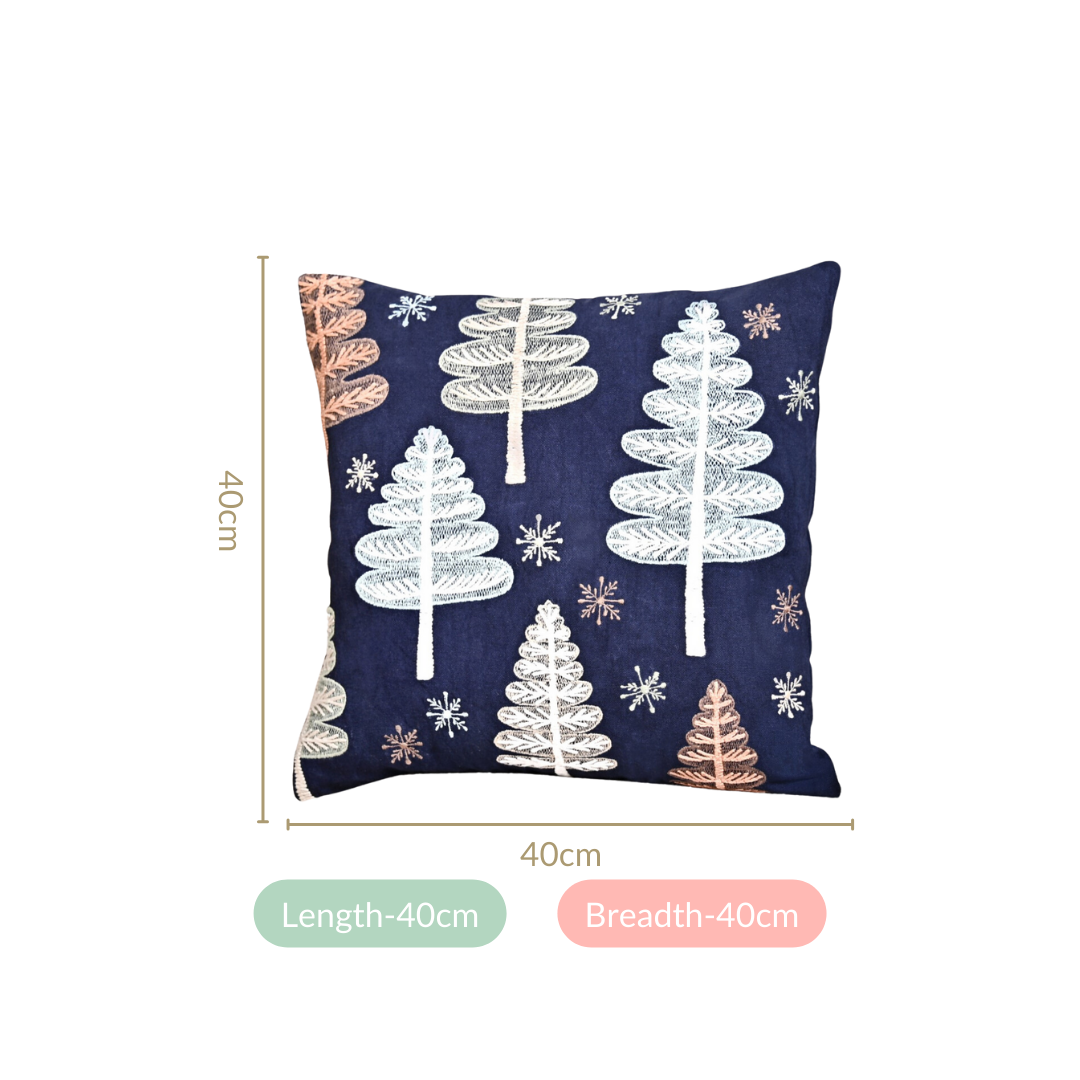 Nestasia Festive Forest Dark Blue Embroidered Cushion Cover 40x40cm - view 4