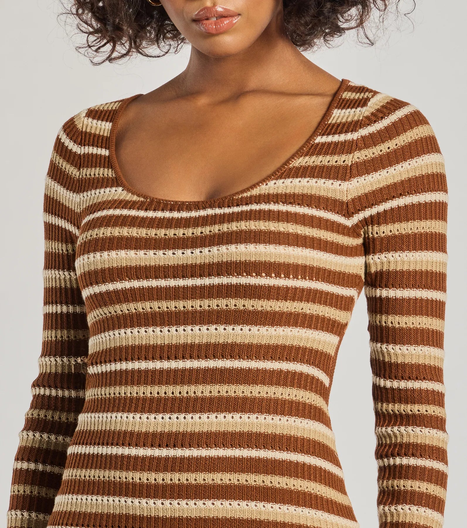 Windsor Everyday Trend Striped Knit Long Sleeve Mini Dress - view 4