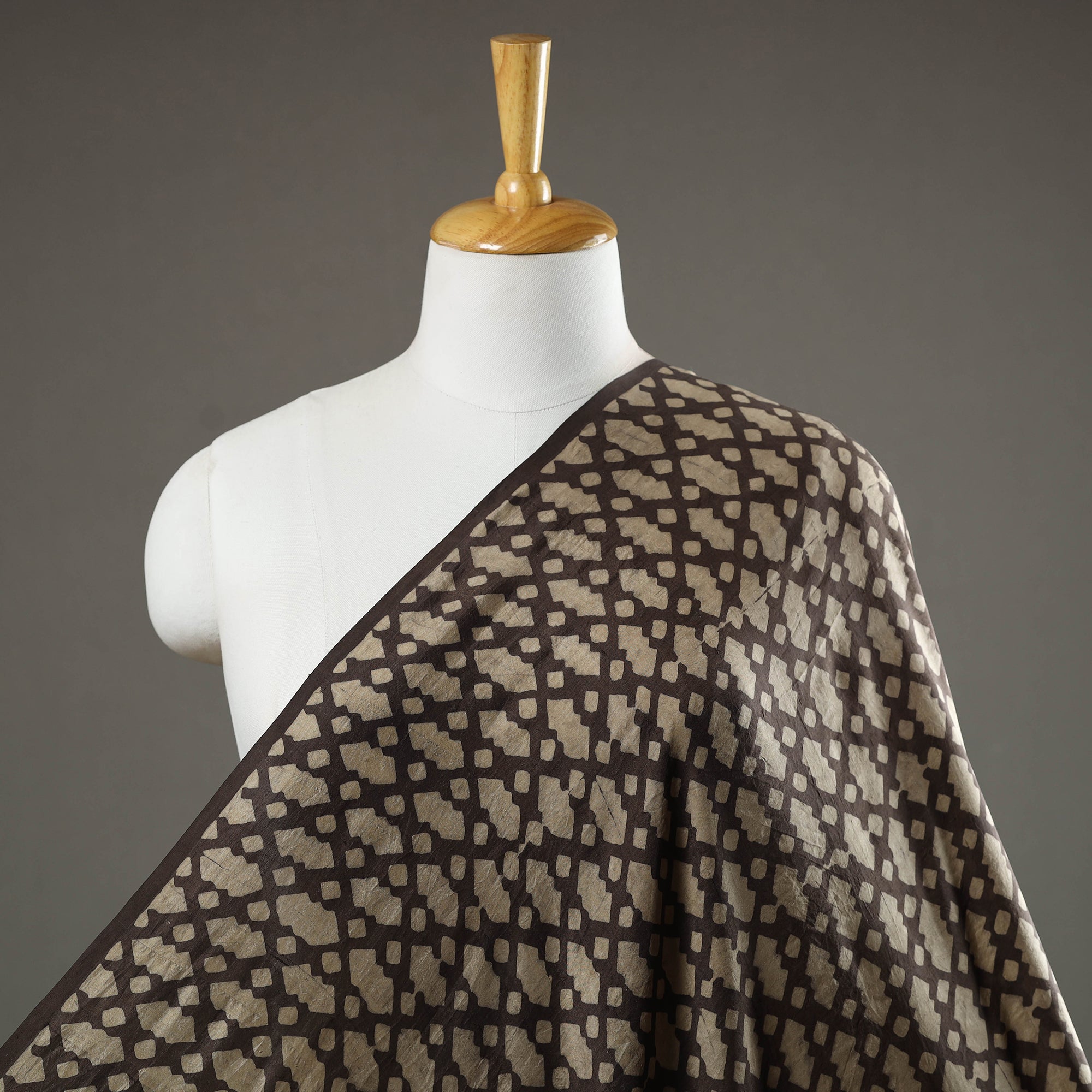 HAVELI CHRONICLES Brown - Akola Hand Block Printed Mulberry Silk Fabric 11
