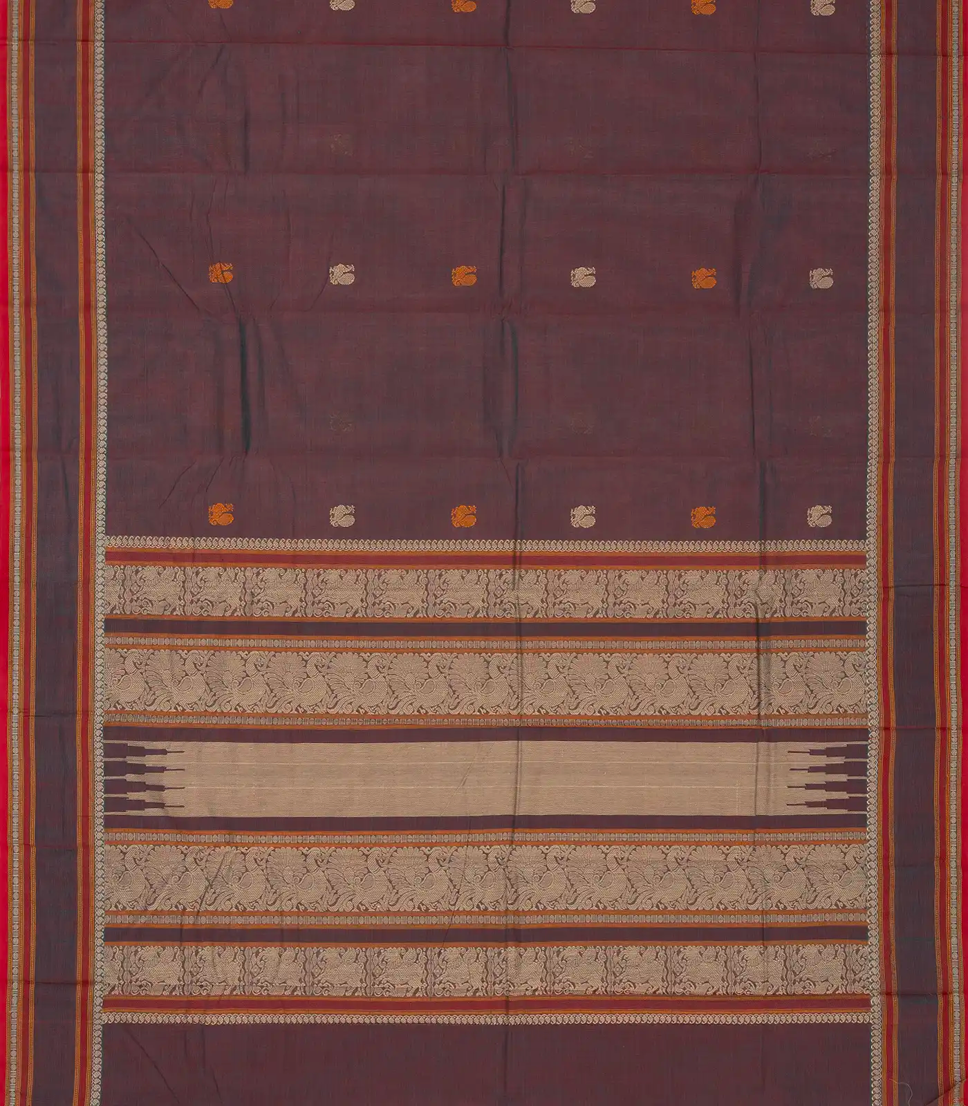 RmKV Lilac Handloom Kanchi Cotton Saree With Annam Buttas - view 2