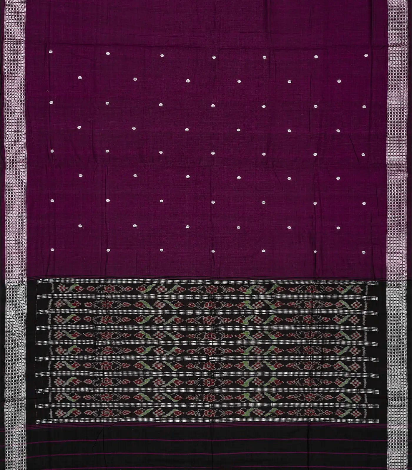 RmKV Magenta Orissa Cotton Saree With Kamalam Buttas - view 2