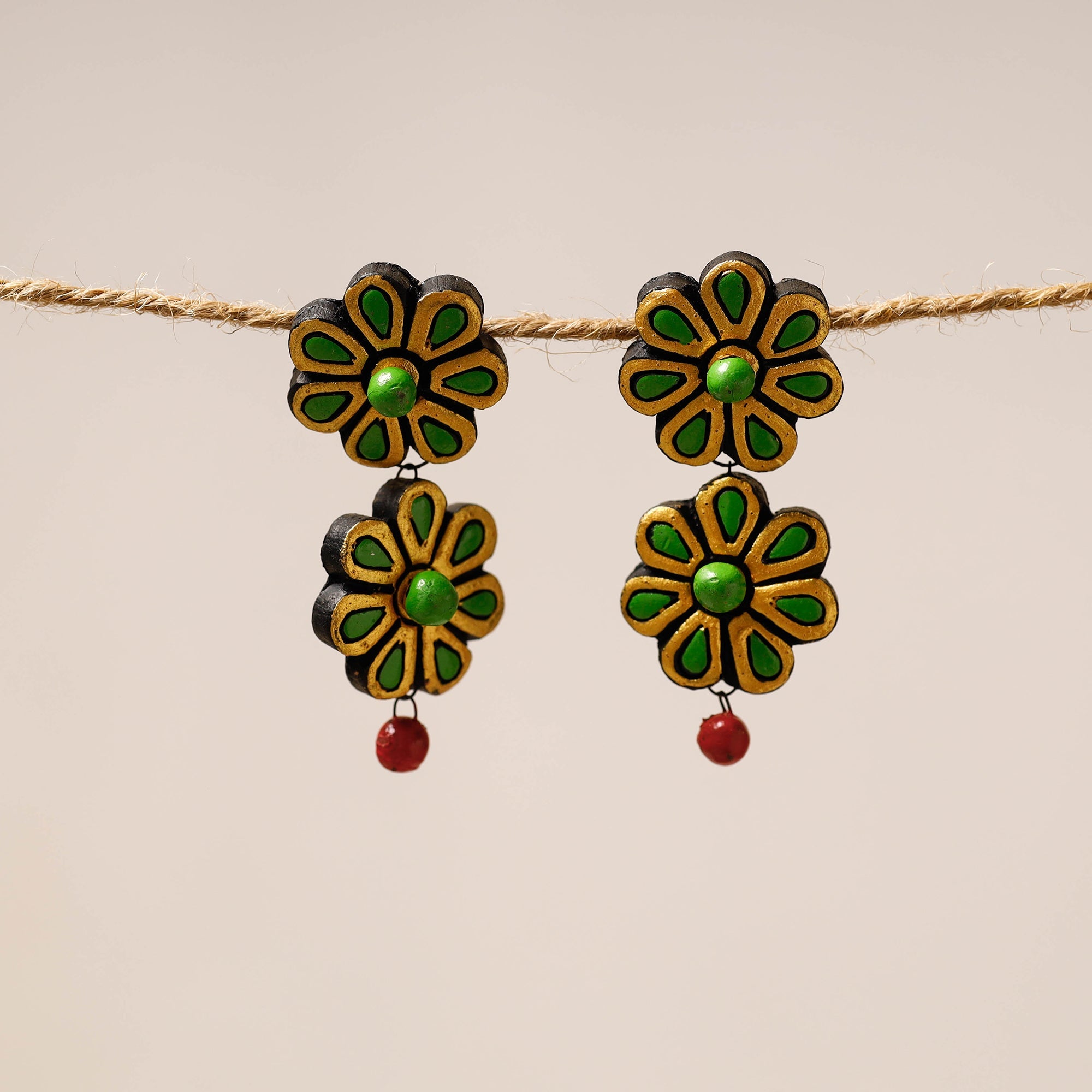 KHUSHBASH - HAPPY LOOM OF EAST Bishnupur Handpainted Stud Terracotta Earrings 40