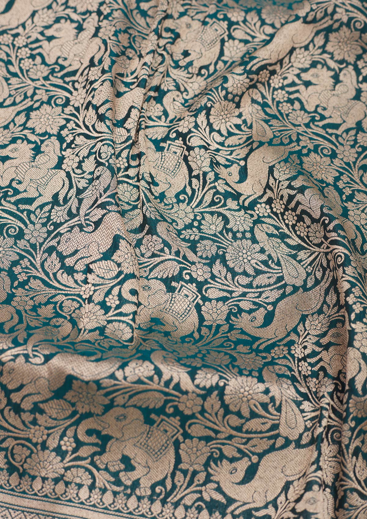 Koskii Peacock Blue Zariwork Pure Silk Saree – Women's - view 2
