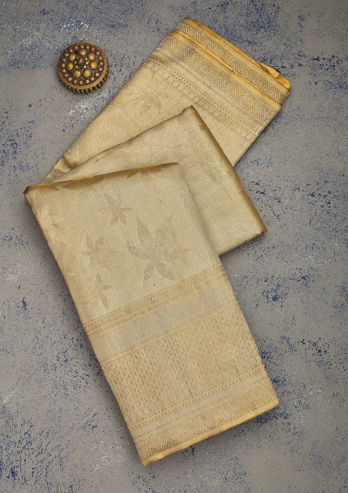 Koskii Beige Zariwork Pure Silk Saree – Women's