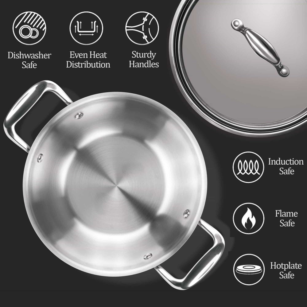 Triply Stainless Steel Kadhai with Lid (Milton Procook) - view 5