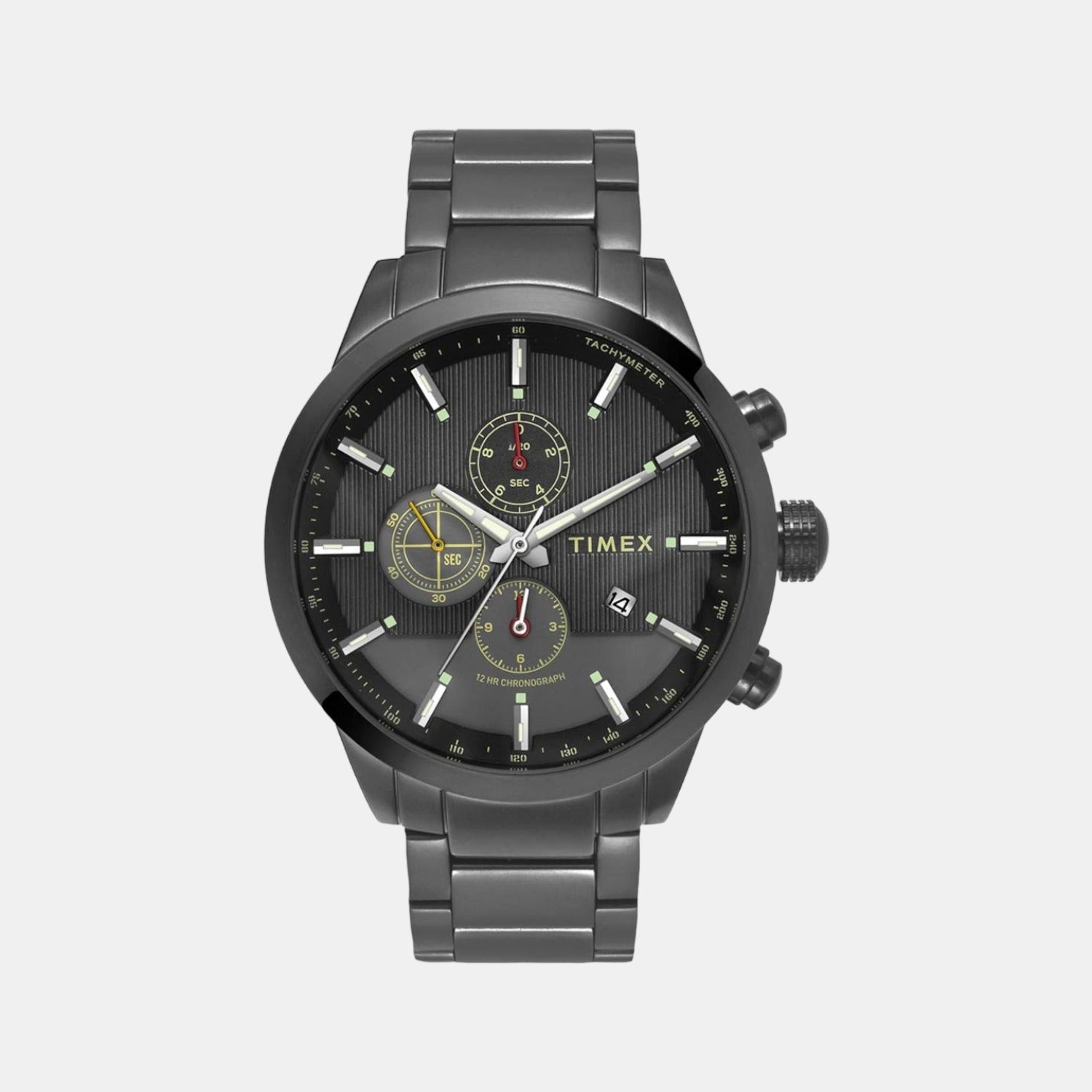 Timex E Class Men Quartz Grey Dial Chronograph Stainless Steel Watch TWEG19403