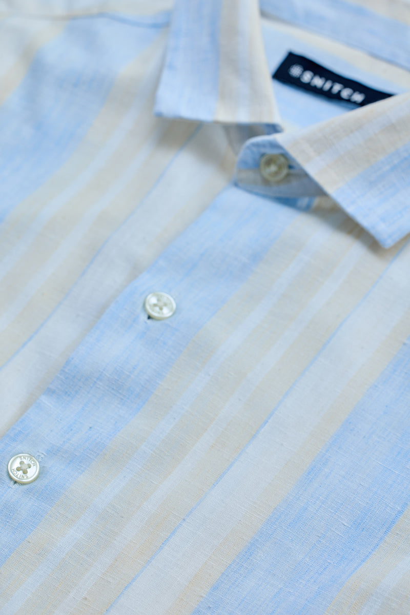 SNITCH Light Blue Stripes Slim Fit Shirt - view 2