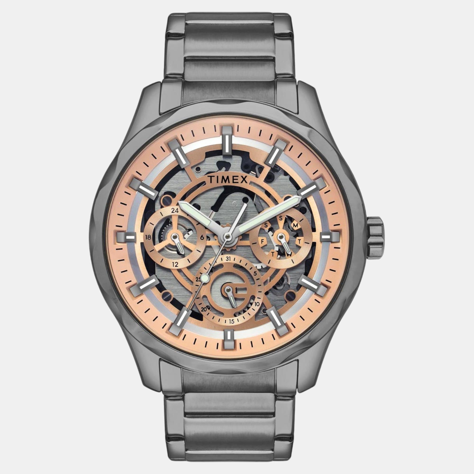 Timex E Class Men Quartz Copper Dial Multi-Function Stainless Steel Watch TW0TG7631