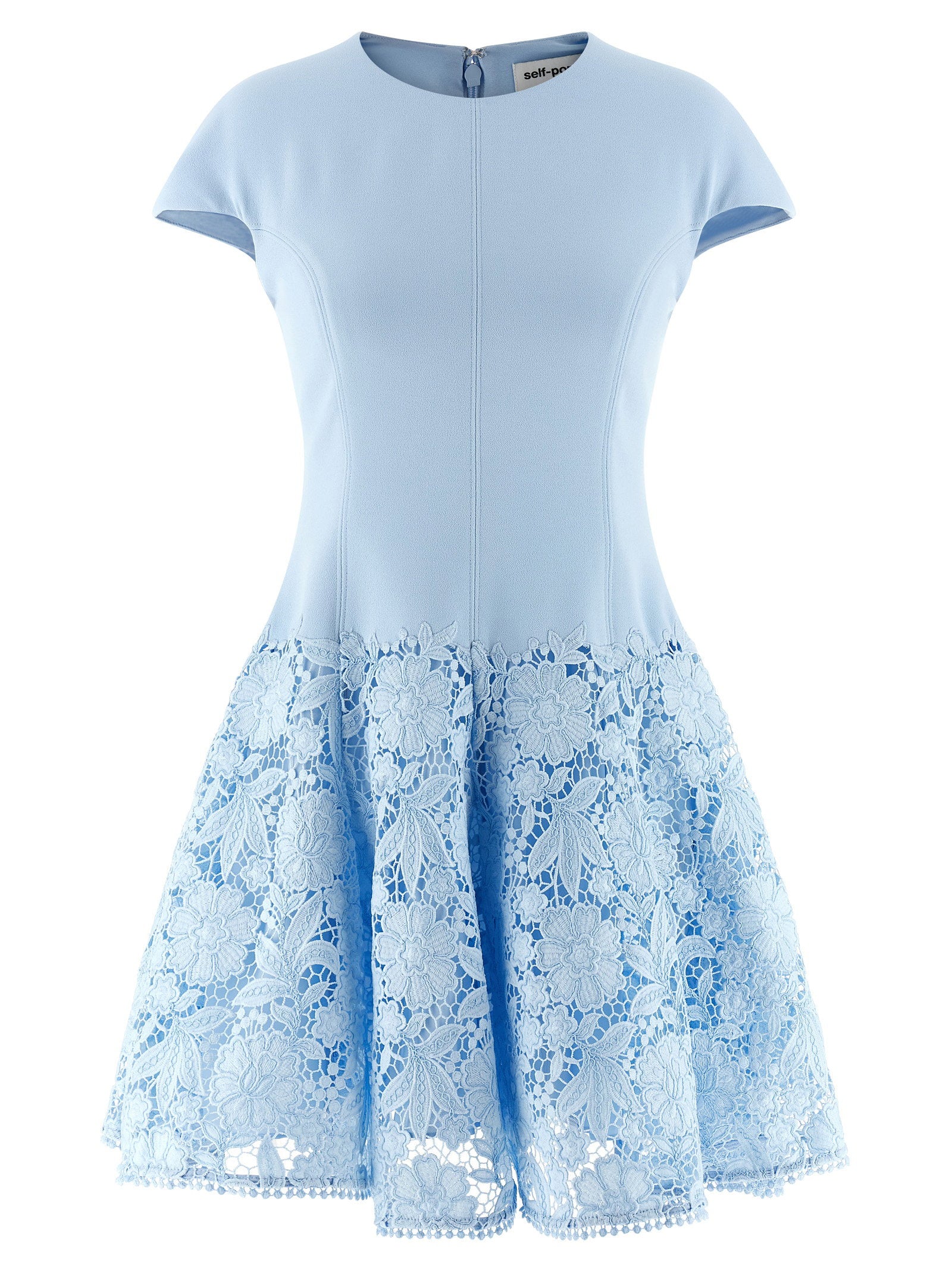 Self-Portrait Blue Crepe Lace Dress – 100% polyester