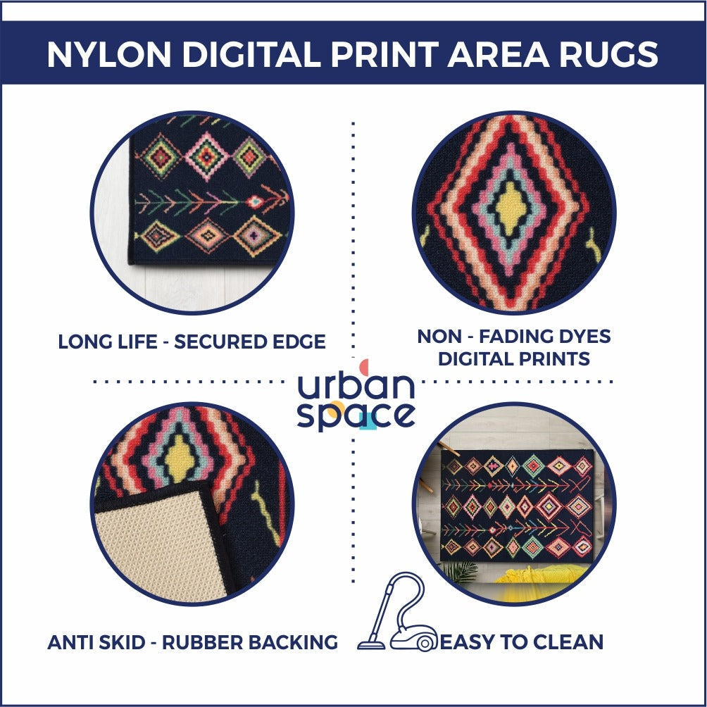 Urban Space Home Furnishing Aurora Modern 3D Digital Area Rugs & Carpet for Living Room, Floor mat & bed runner carpet for bedroom - DR1017
