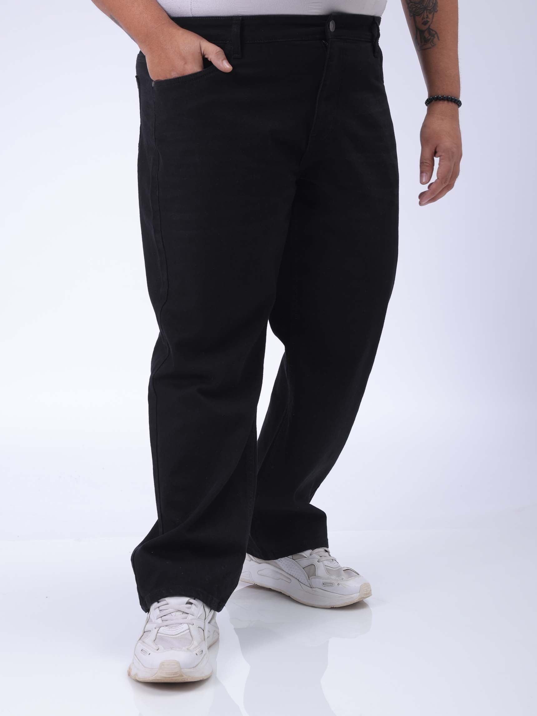 HARDSODA Men's Plus Size Black Vintage Straight Fit Solid Jeans - view 4