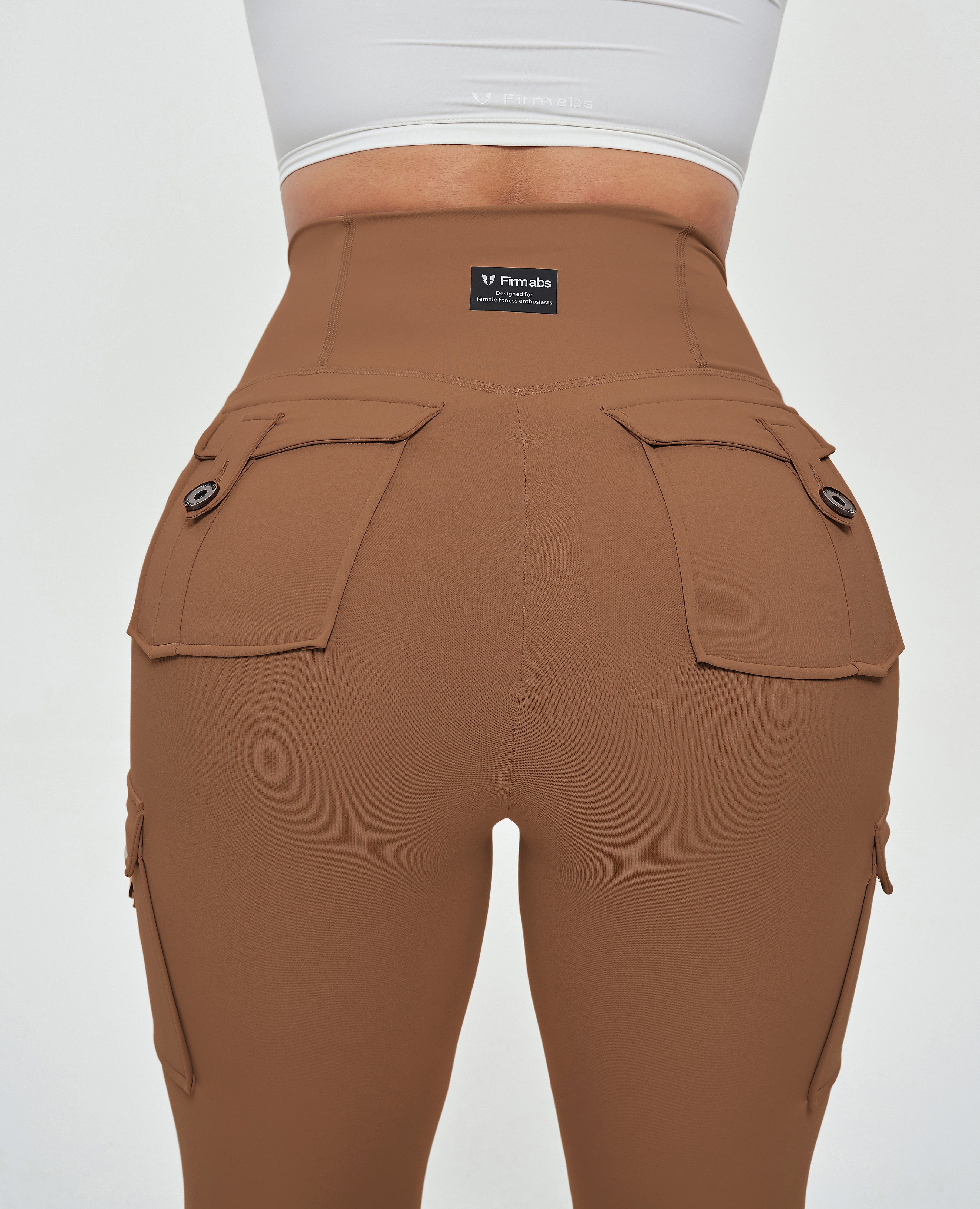 FIRM ABS High Waisted Cargo Leggings - Brown - view 4