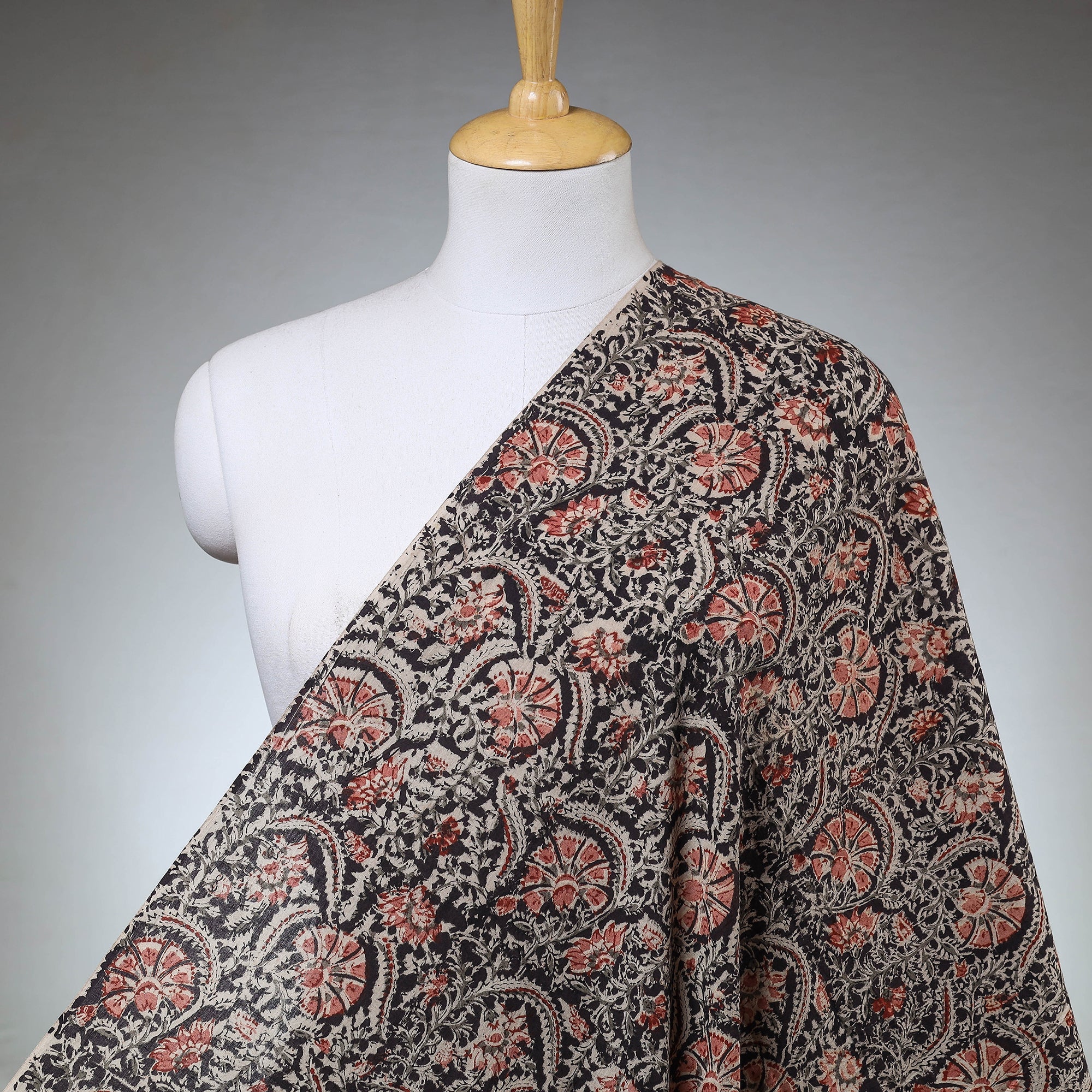 SOUTH KARGHA Black - Kalamkari Block Printed Cotton Fabric