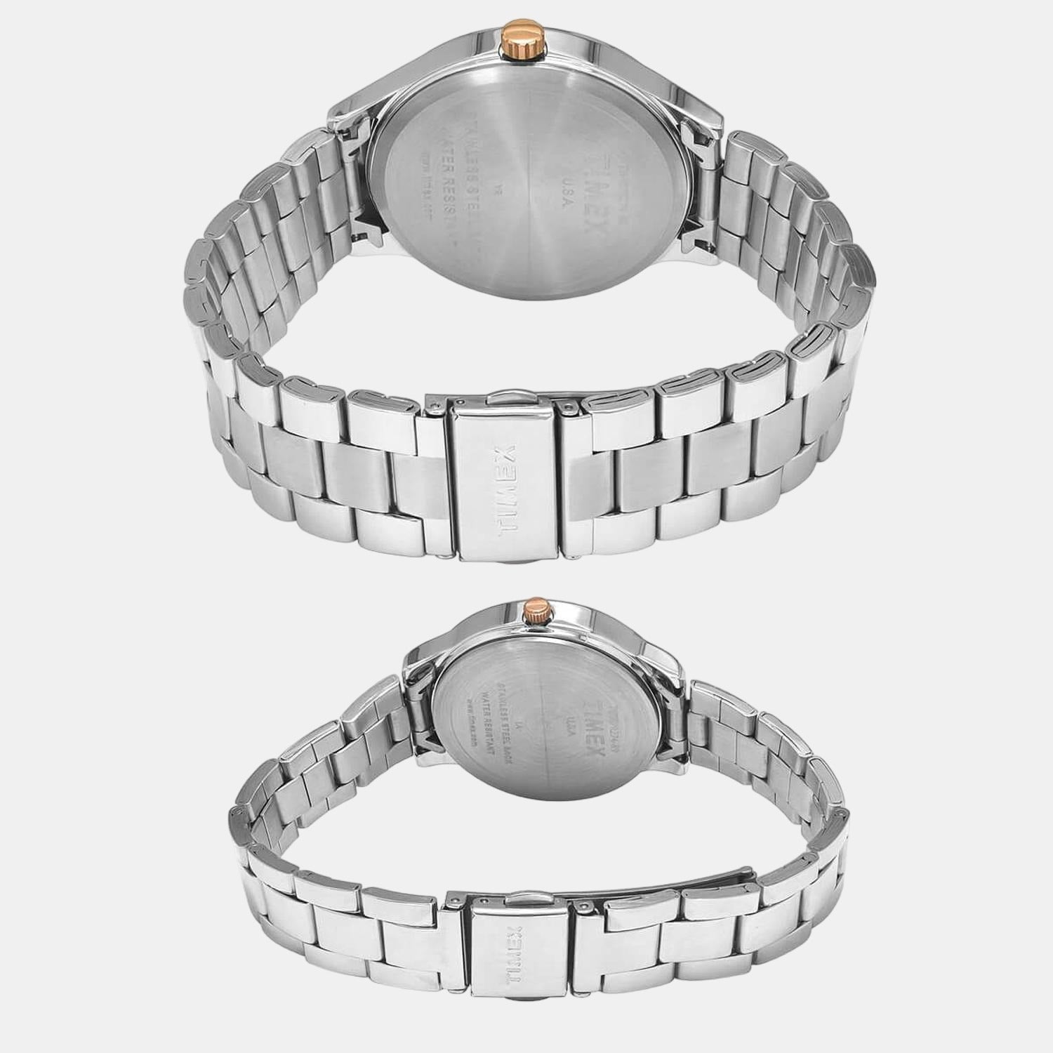 Timex Empera Couple Quartz Silver Dial Analog Stainless Steel Watch TW00PR274 - view 3