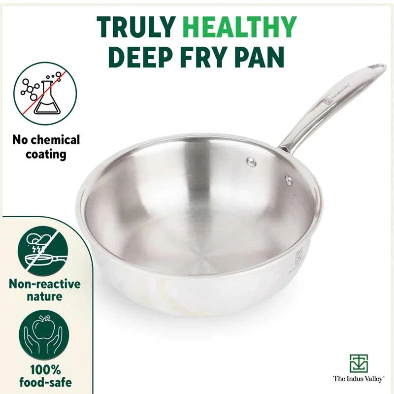 The Indus Valley TurboCuk Tri-ply Stainless Steel Deep Fry Pan, Premium Quality, 3 Layer Thick Body, 100% Toxin-free, Non-stick, Induction & Gas, 22.1 - view 4