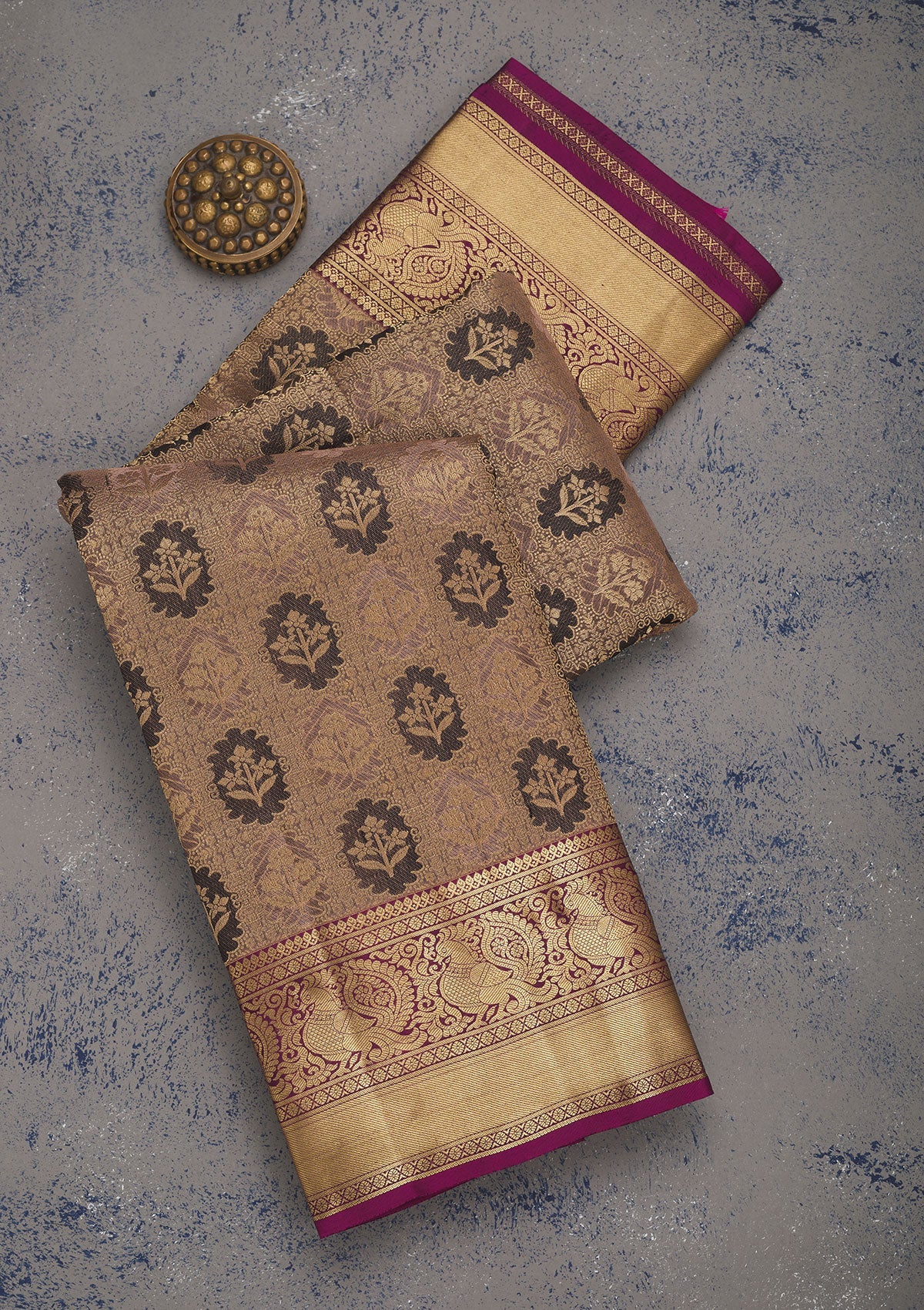Koskii Grey Zariwork Pure Silk Saree – Women's