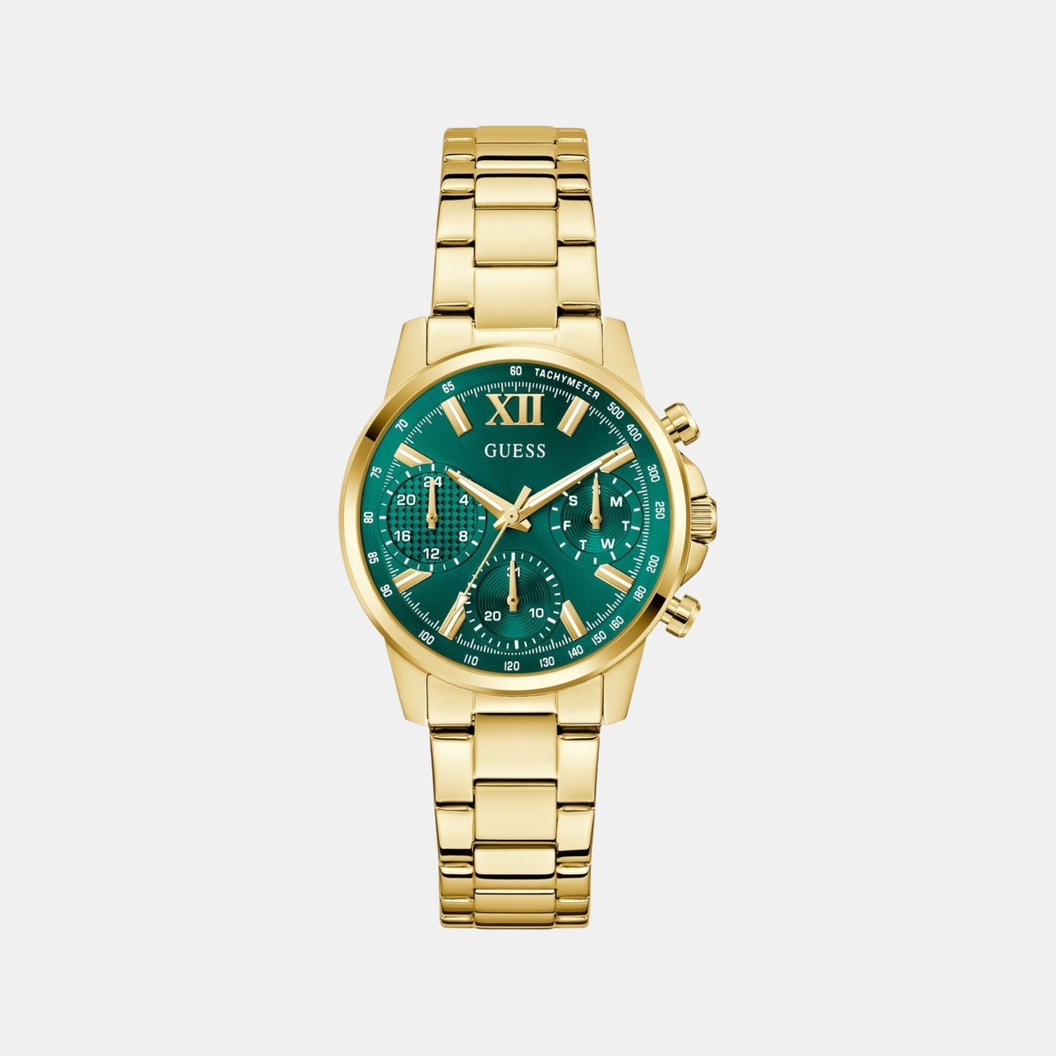 Guess Bailey Women Quartz Green Dial Multi-Function Stainless Steel Watch GW0933L6