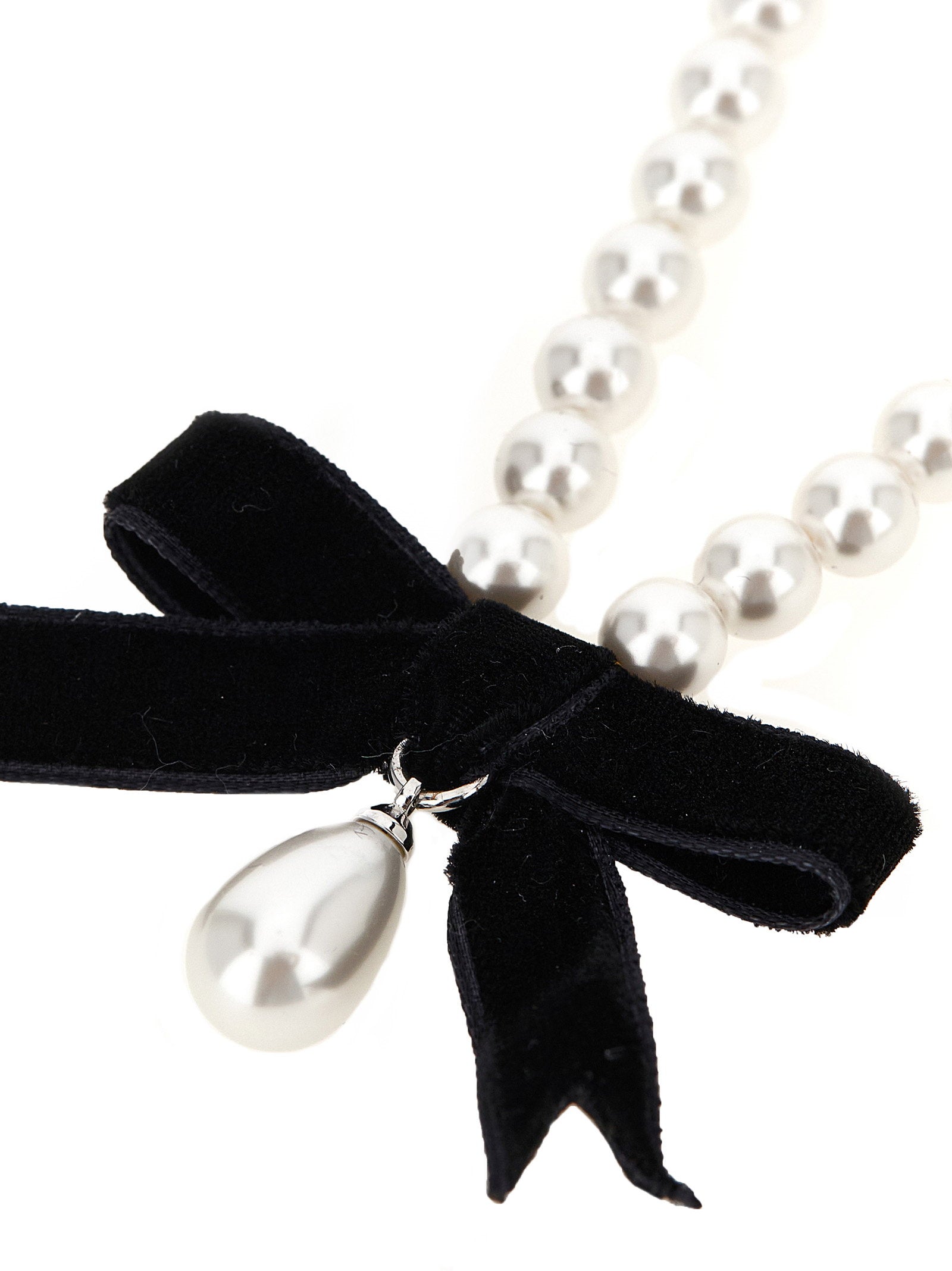 Self-Portrait Black Bow Pearl Necklace – 100% brass - view 2