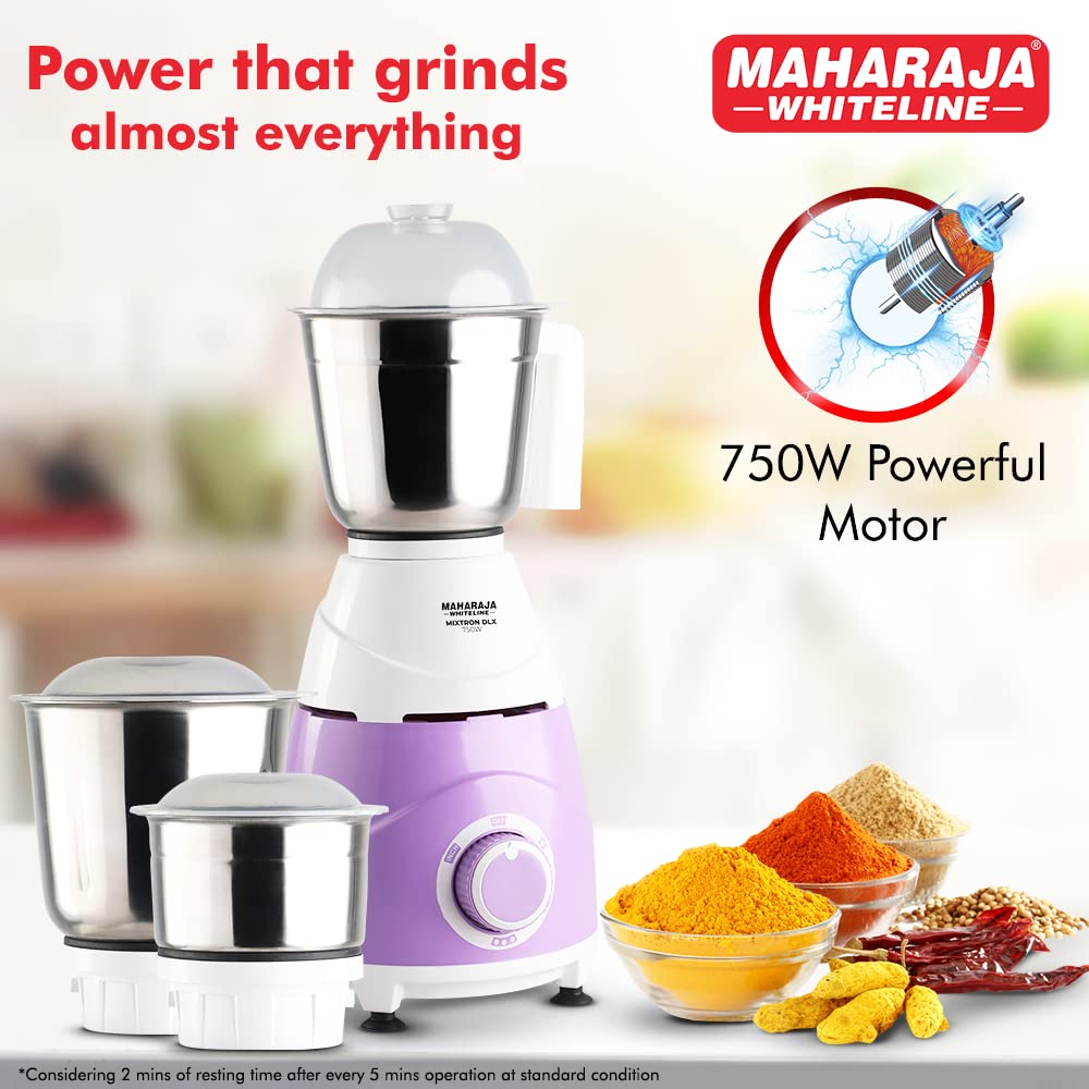 Maharaja Whiteline Mixtron DLX 750 Watts Mixer Grinder with 3 jars | Laverder & White - view 3