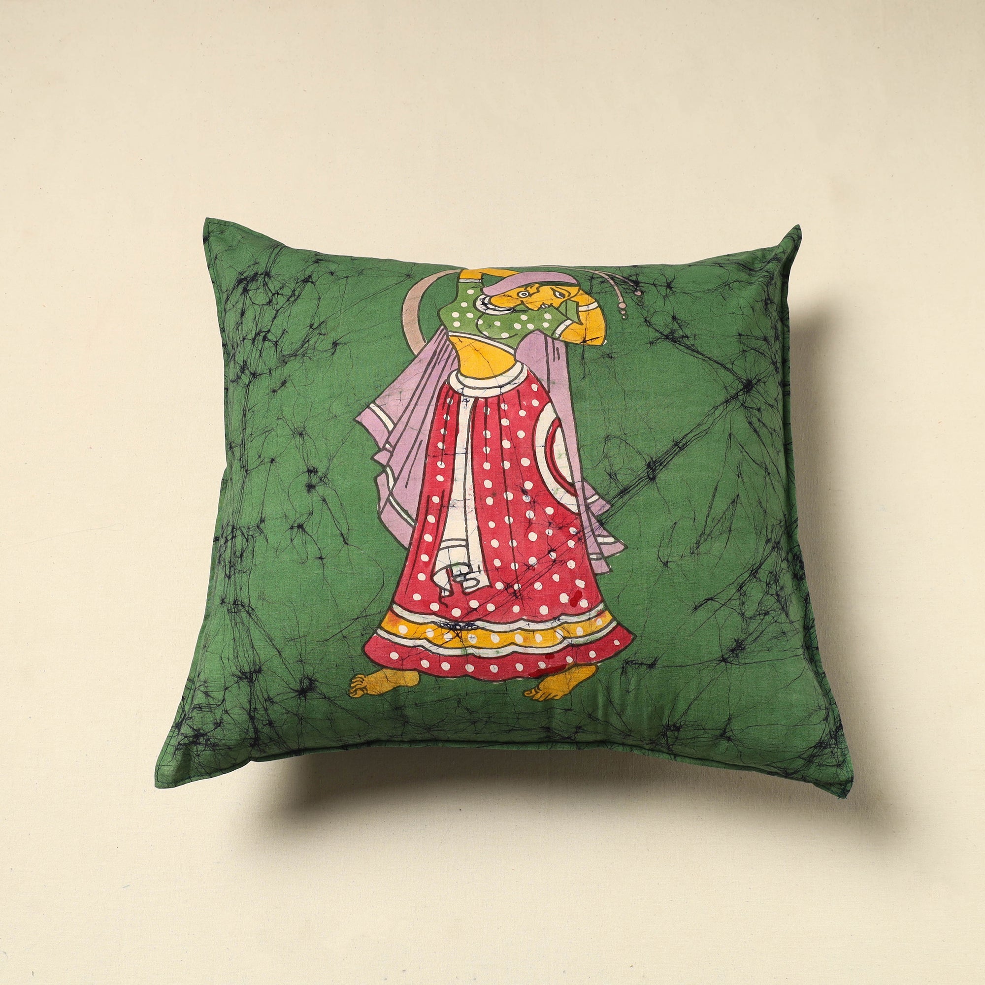 KACHCHH JI CHHAAP Pure Cotton Hand Batik Cushion Cover (18 x 18 in) 57