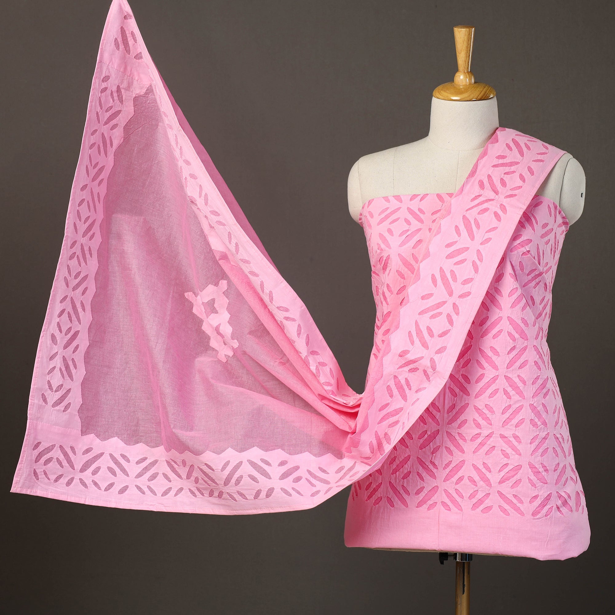 SHADES OF MARUDHARA 3pc Cut Work Cotton Barmer Applique Dress Material 20