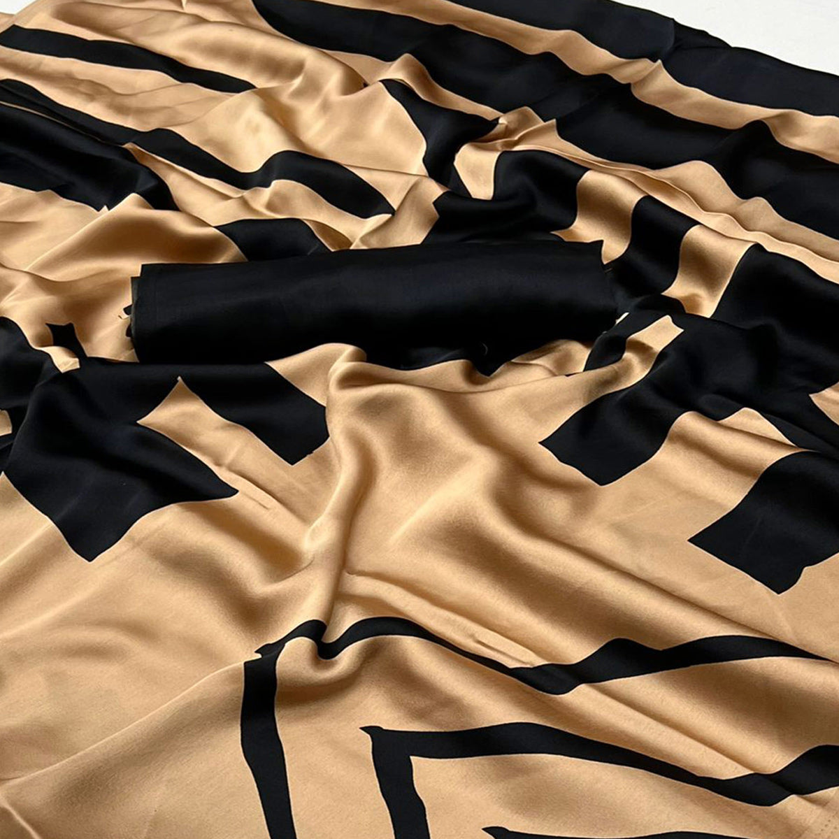 Peachmode Chikoo Printed Satin Saree – Women's - view 2