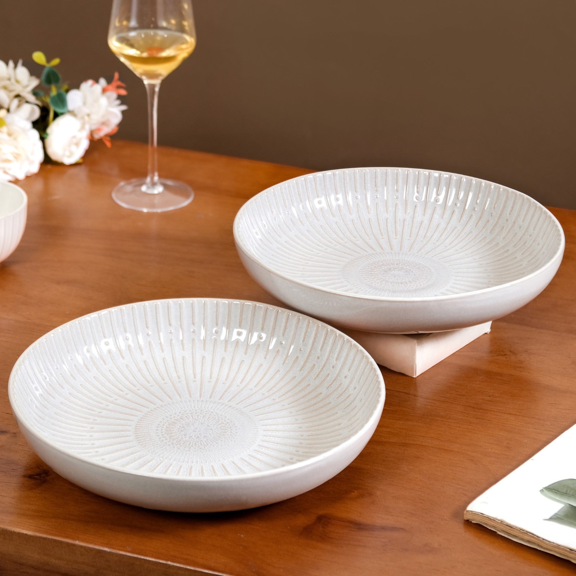 Nestasia Set Of 2 Chic Ceramic Large Buddha Bowls 1800ml