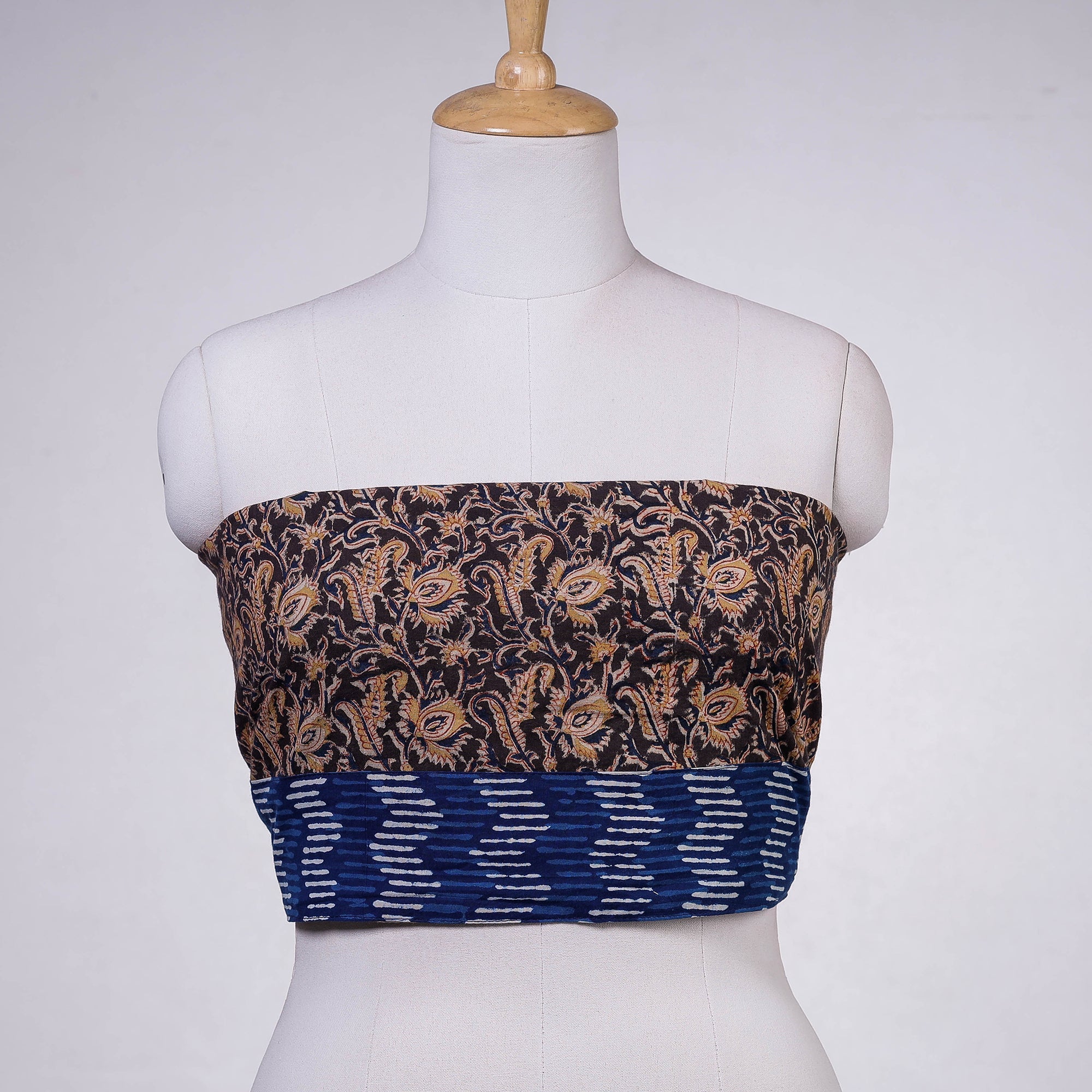 NOORI BAZAR Black - Rangoli Kalamkari Block Printed Cotton Blouse Piece