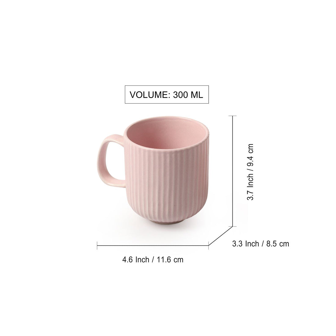 EXCLUSIVELANE 'Coral Reef' Glazed Studio Pottery Ceramic Tea & Coffee Mugs (Set of 2, 300 ml, Pink) - view 5