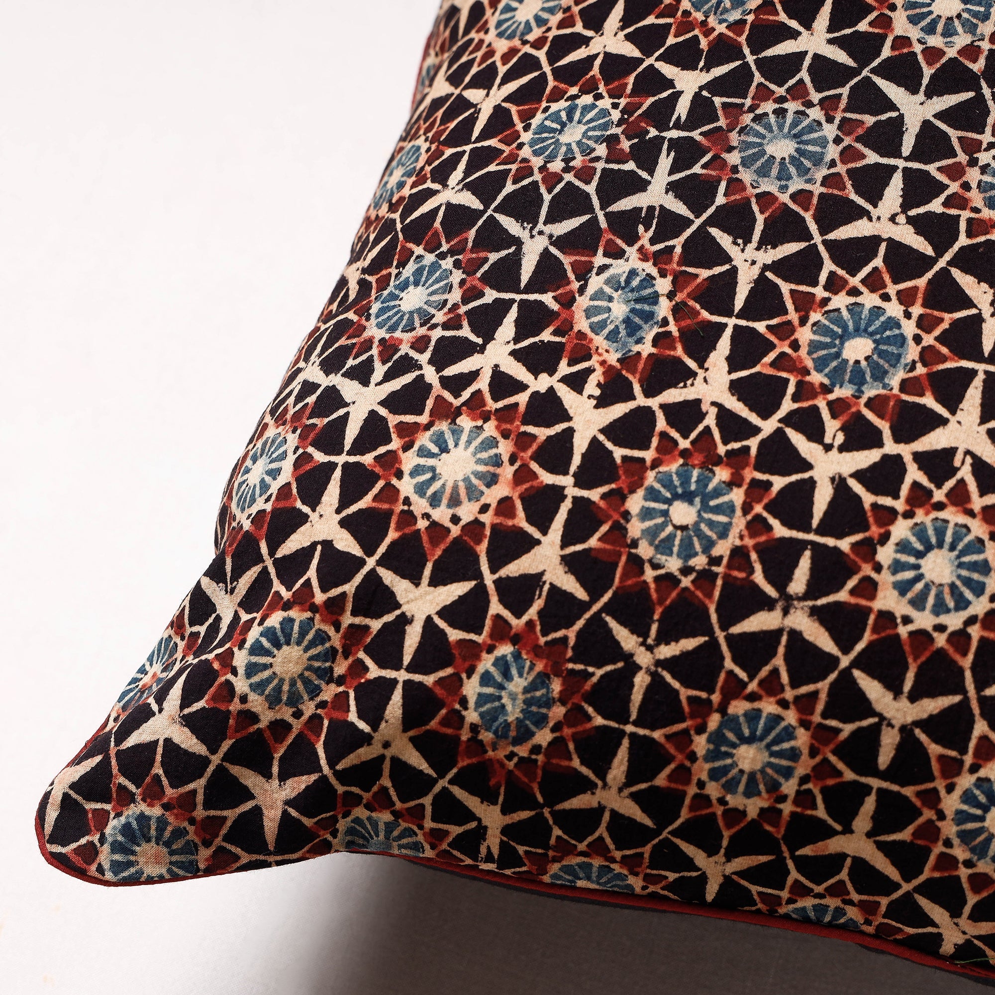 HAVELI CHRONICLES Brown - Ajrakh Block Printed Cotton Cushion Cover (16 x 16 in) - view 2