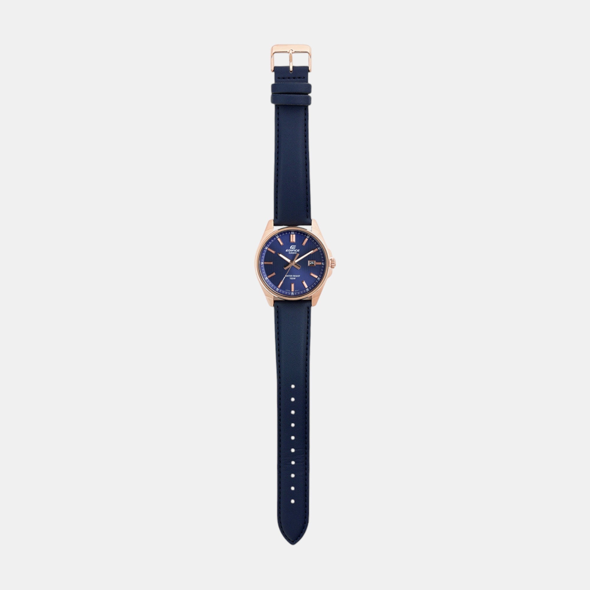 Casio Edifice Men Quartz Navy Blue Dial Analog Leather Watch ED617 - view 8