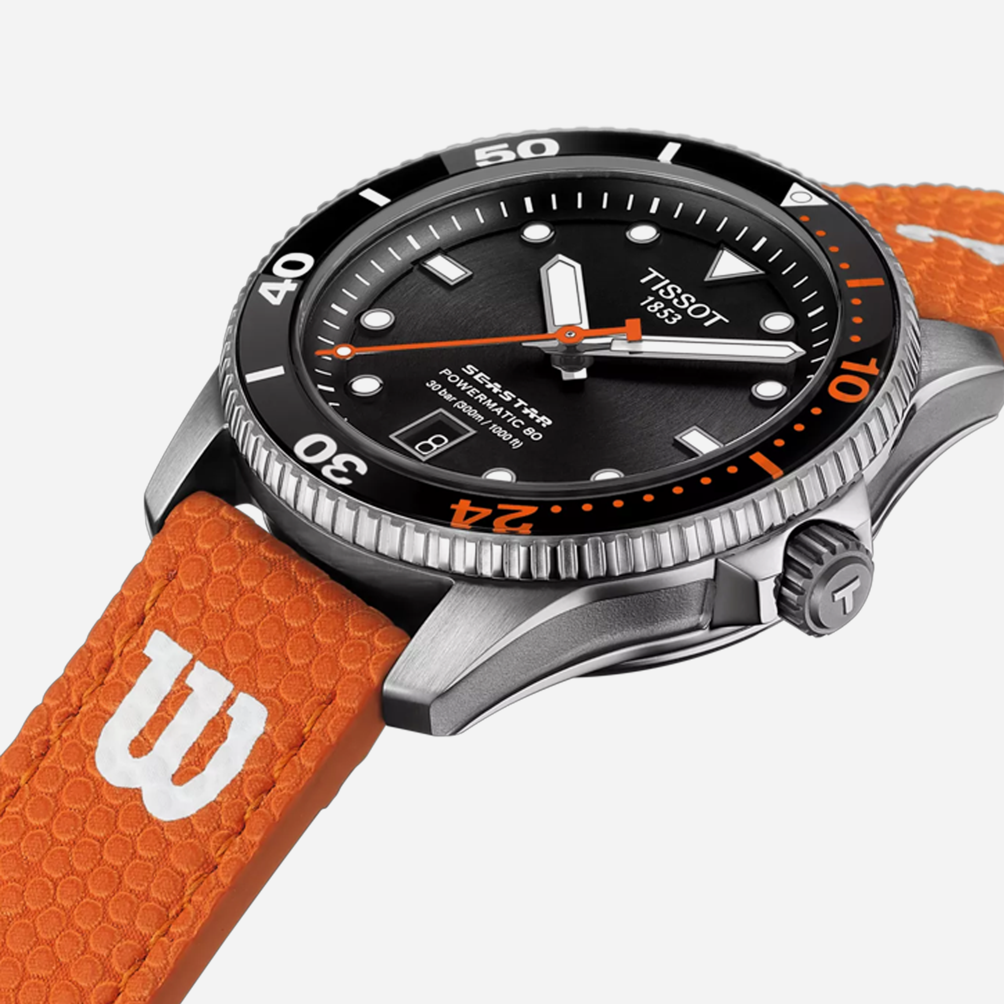 Tissot Seastar 1000 Powermatic 80 Black Dial Orange Strap 40mm - view 3