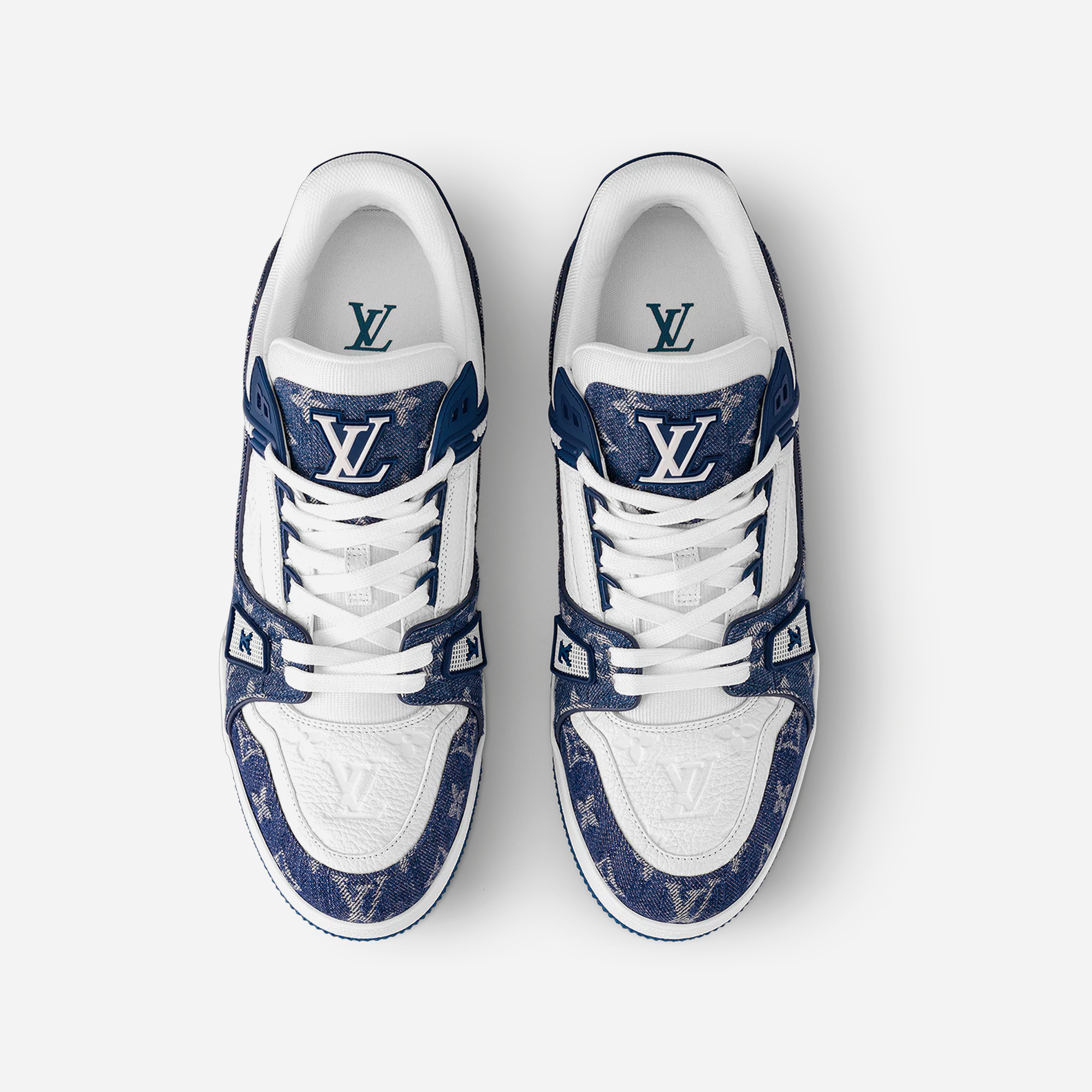 Louis Vuitton LV Trainer Sneaker Monogram Denim White Blue - view 2