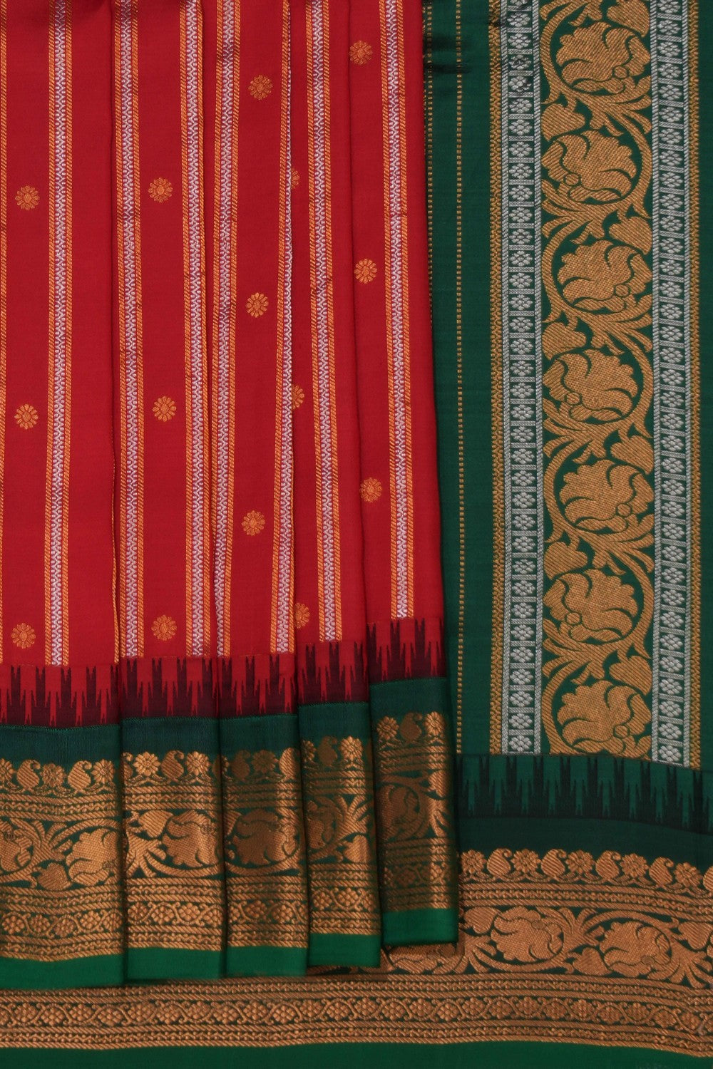 Kalanjali Gadwal Silk Red Saree – Women's