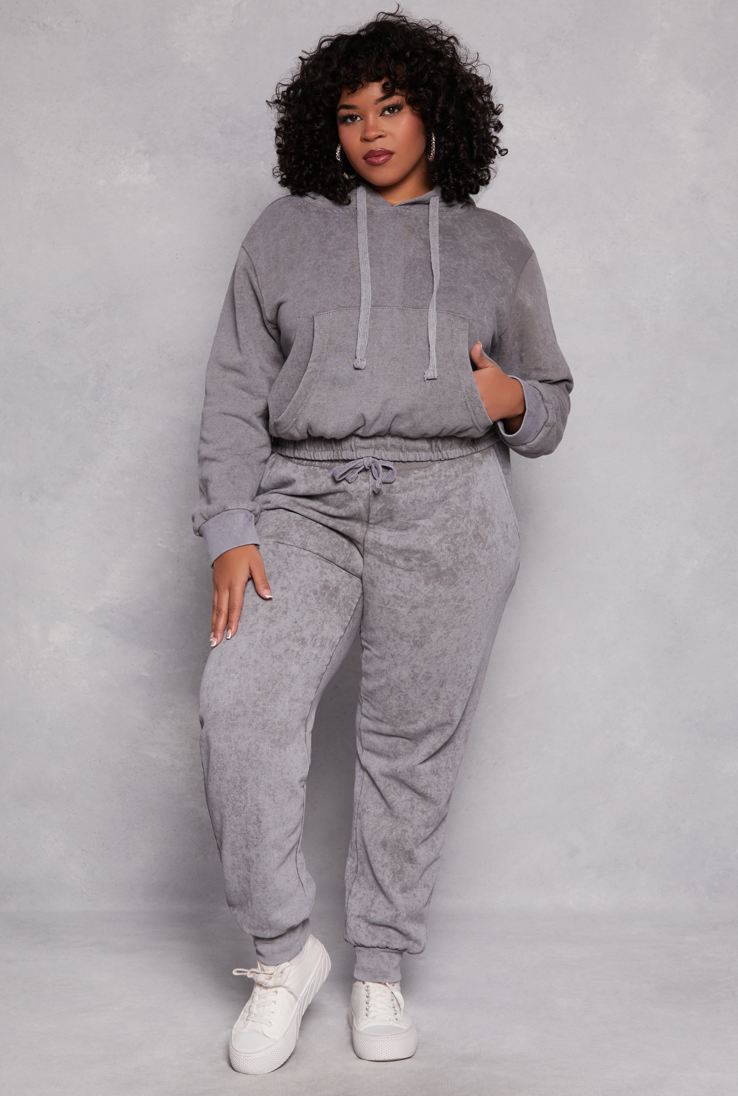Rainbow Shops Plus Size Acid Wash Hooded Sweatshirt - view 2