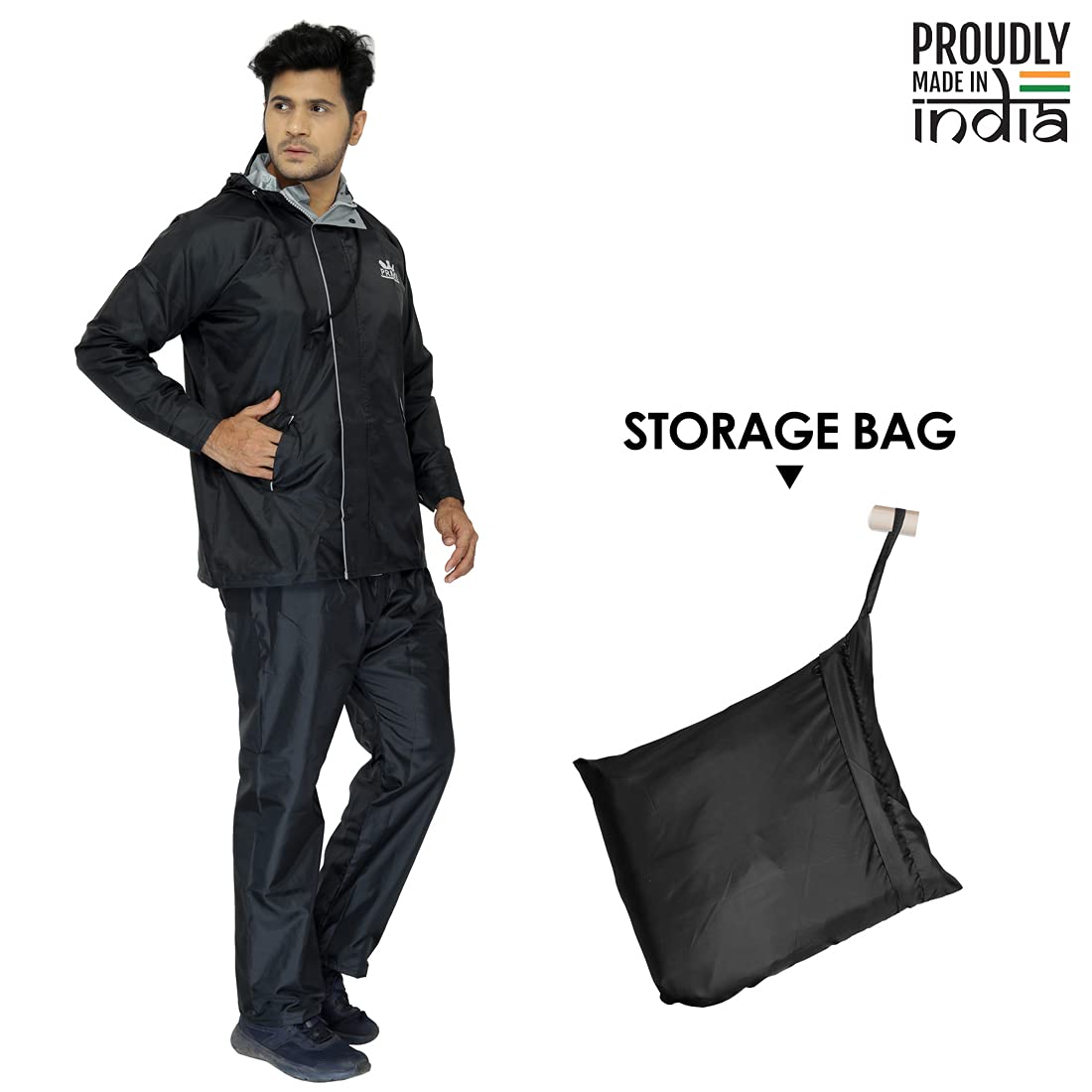 THE CLOWNFISH Rain Coat for Men Waterproof for Bike Reversible Double Layer with Hood Raincoat for Men. Set of Top and Bottom Packed in a Storage Bag - view 7