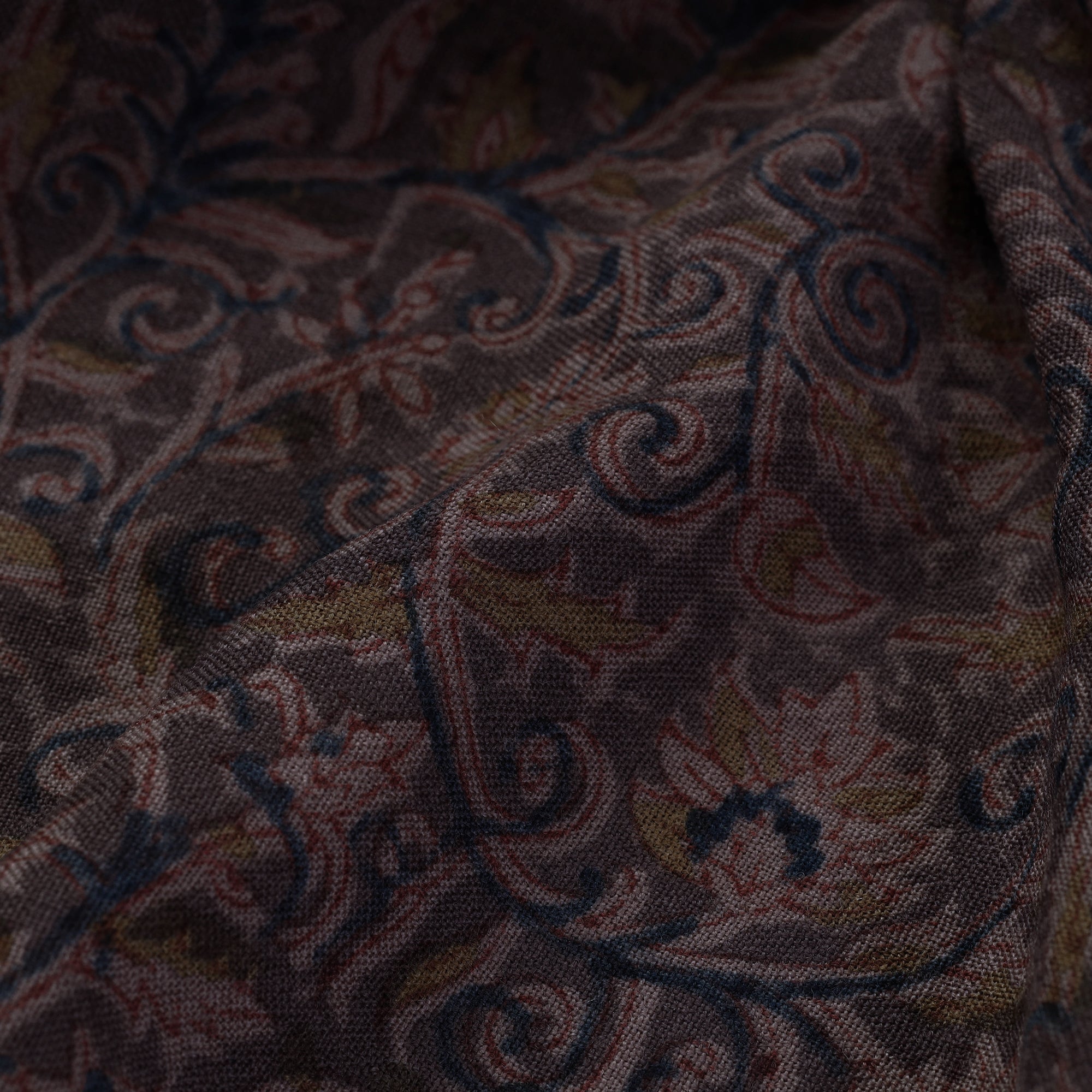 PITCHUKA SRINIVAS KALAMKARI PEDANA Black - Pedana Kalamkari Block Print Handwoven Wool Fabric - view 4