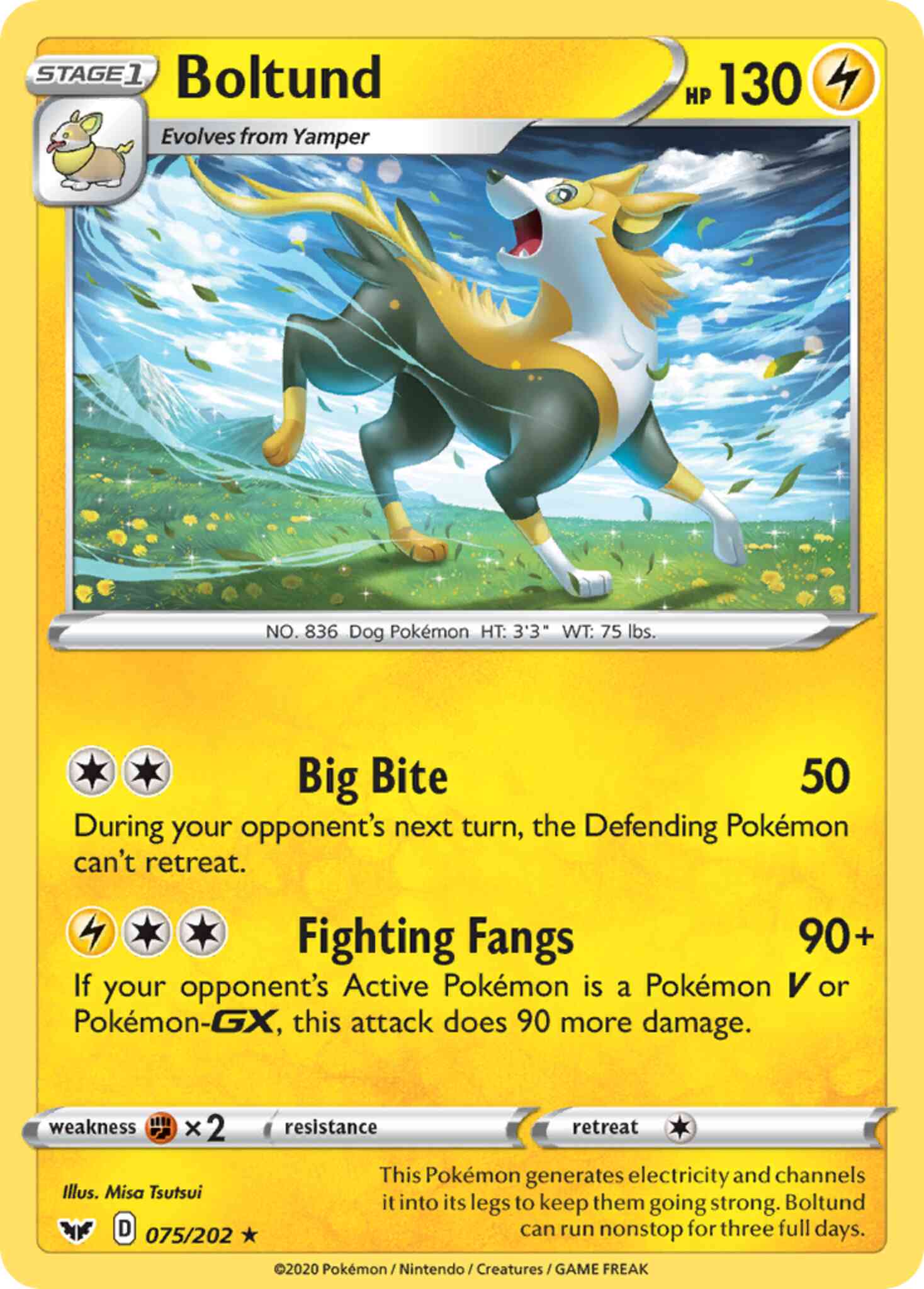 Rare holo swsh1-075 – Pokémon Boltund - 075/202 - Rare Holo [swsh1-075] [Holo]