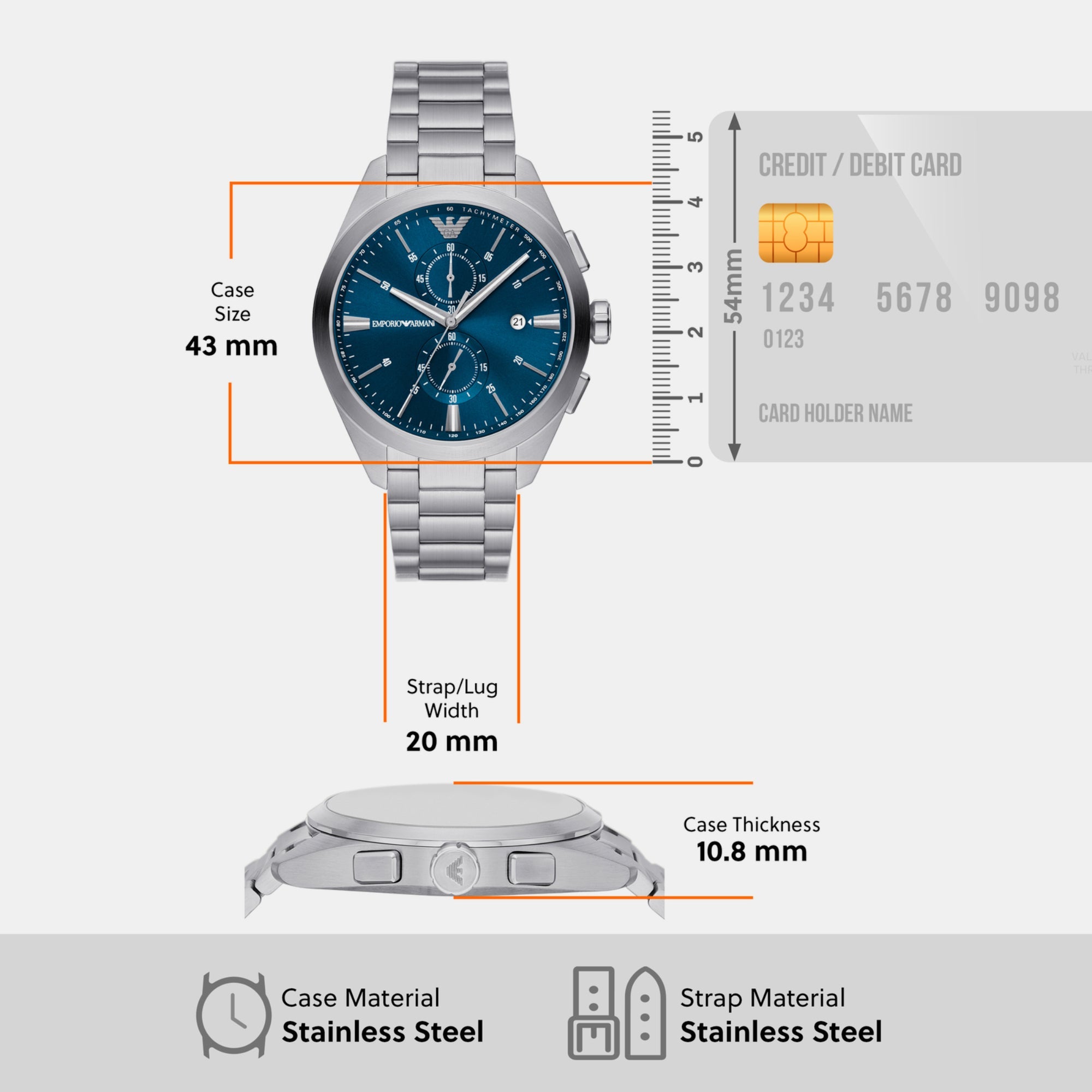 Emporio Armani Claudio Men Quartz Blue Dial Chronograph Stainless Steel Watch AR11541 - view 4