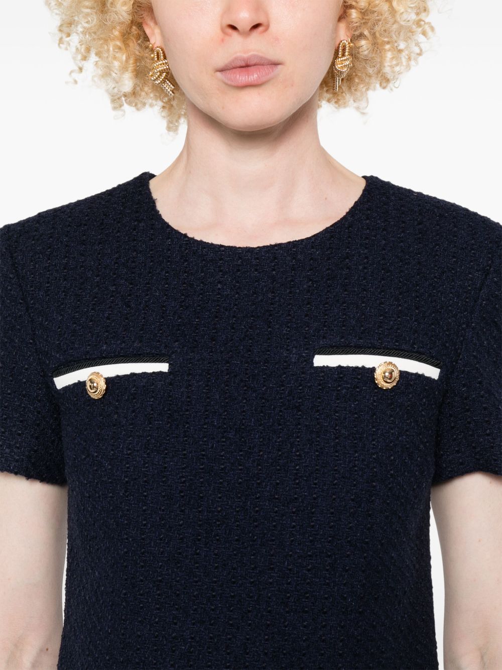 Self-Portrait Short tweed dress with belt – Polyamide 100% - view 2